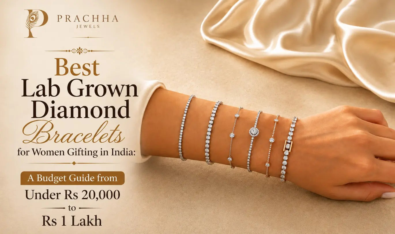 Prachha Jewels - Best lab grown diamond bracelets for women gifting in India, budget guide from under Rs 20,000 to Rs 1 Lakh, multiple diamond tennis and station bracelets styled on a woman's wrist