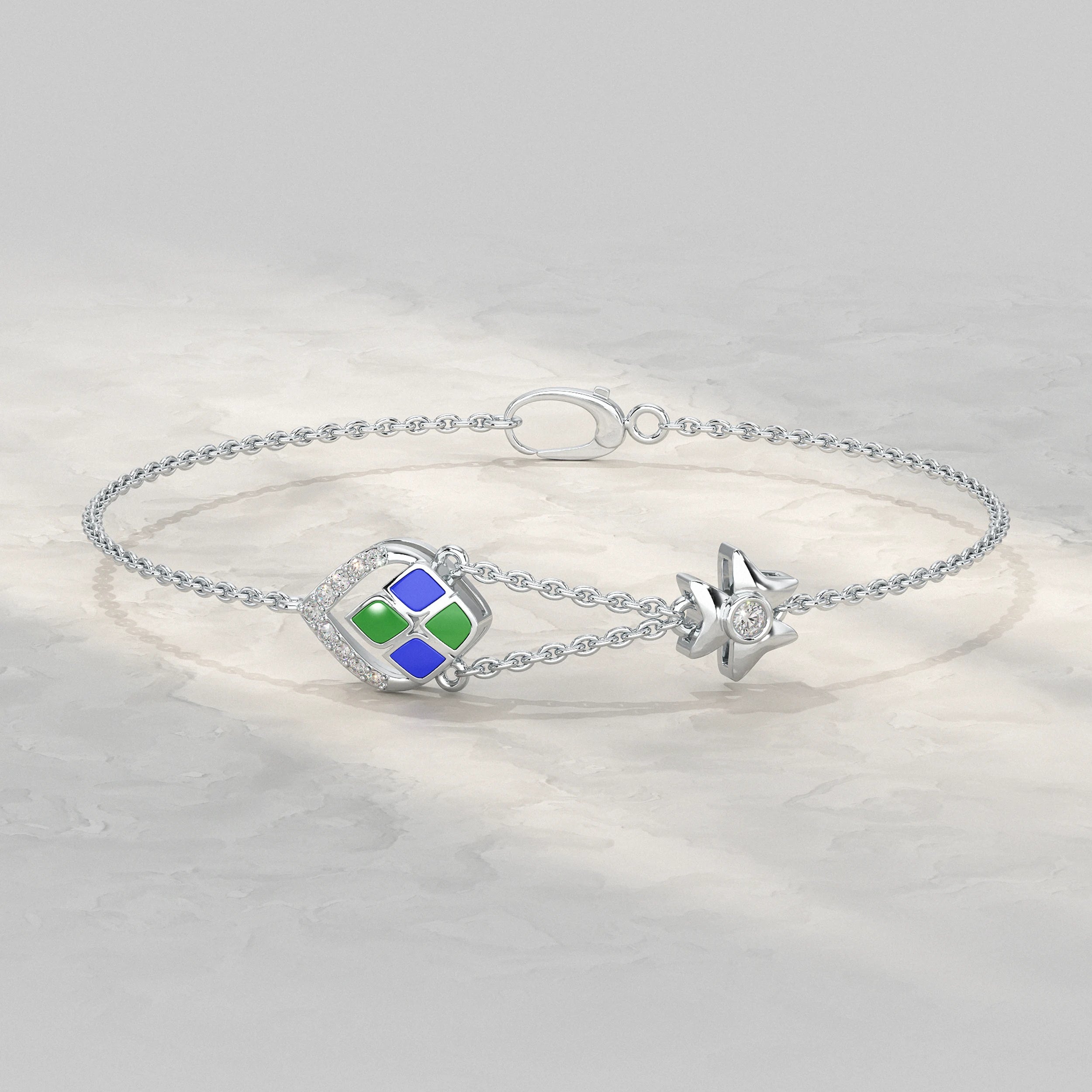 Charm Enamel Lab Diamond Bracelet Bracelet