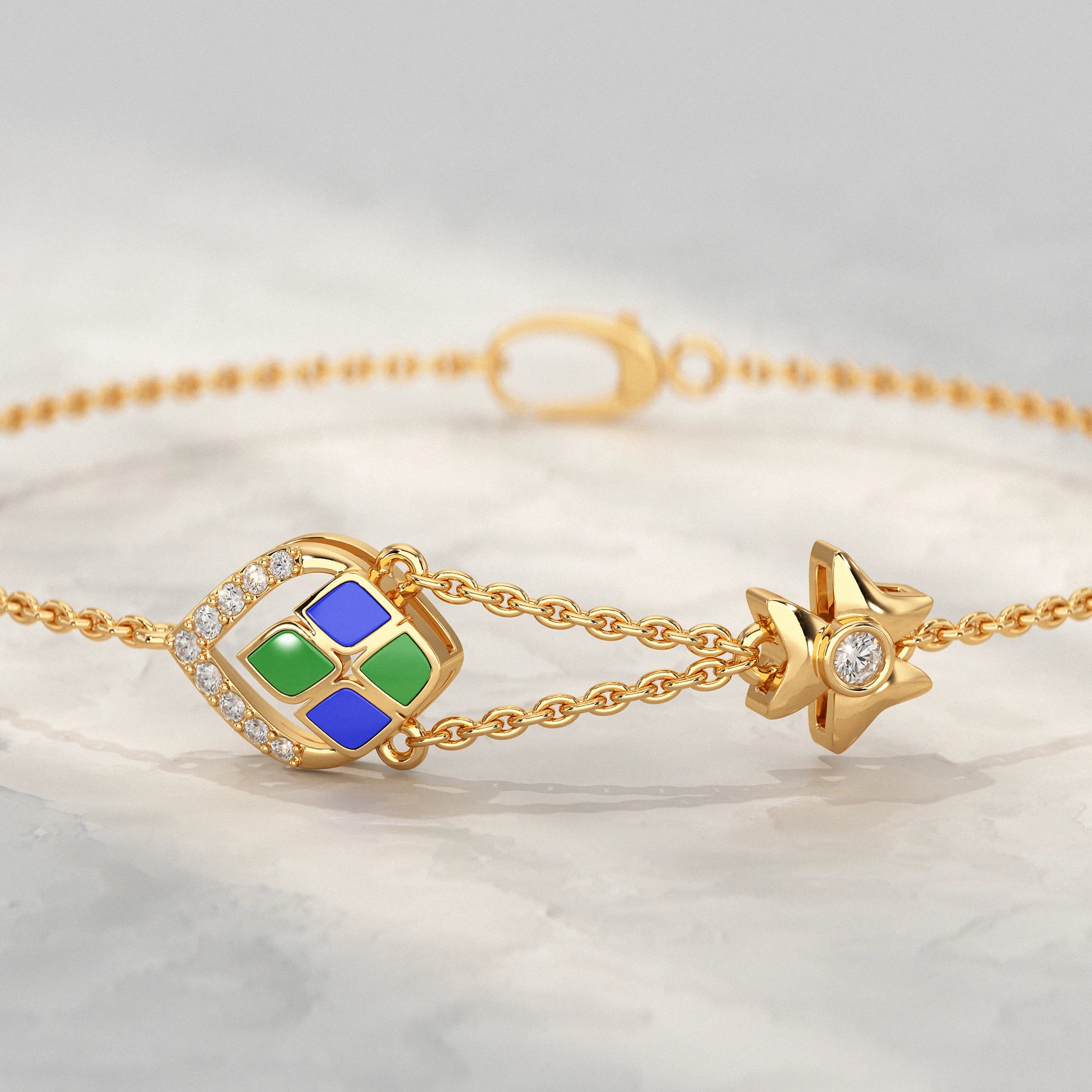 Charm Enamel Lab Diamond Bracelet Bracelet