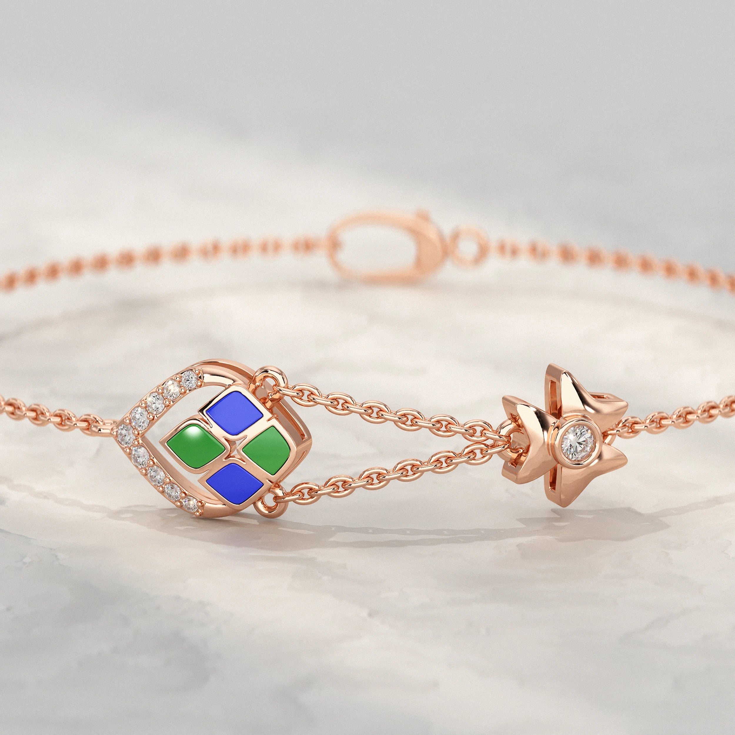 Charm Enamel Lab Diamond Bracelet Bracelet