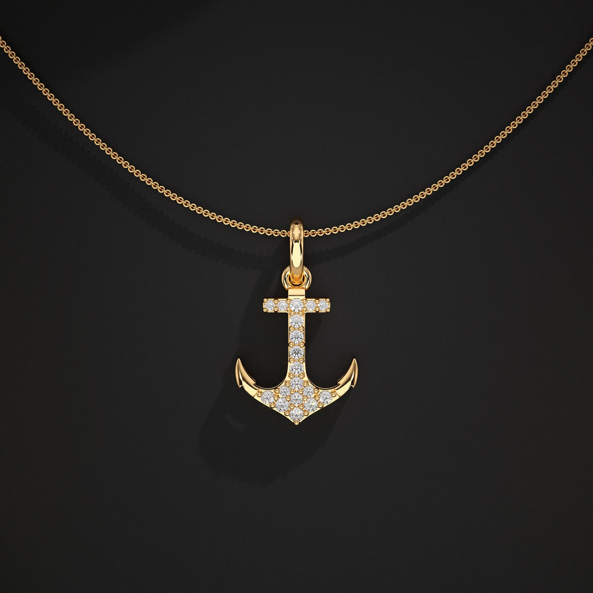 Anchor Lab Grown Diamond Pendants For Men`s Pendant
