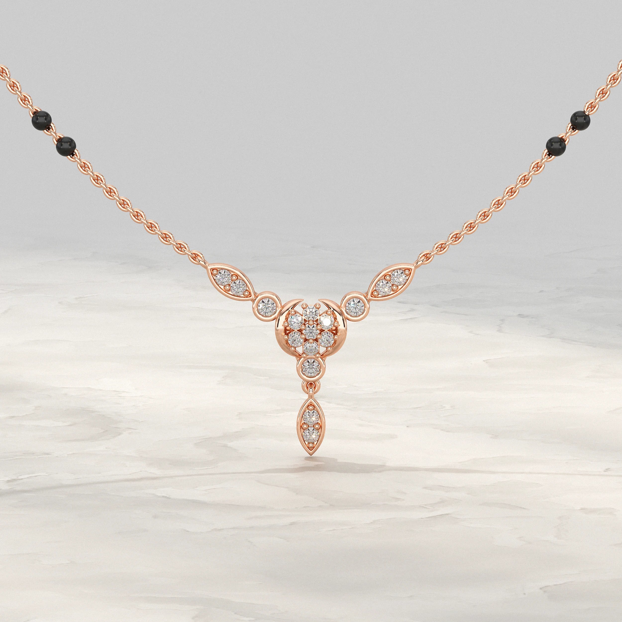 Round Lab Grown Diamond Cluster Mangalsutra Mangal Sutra