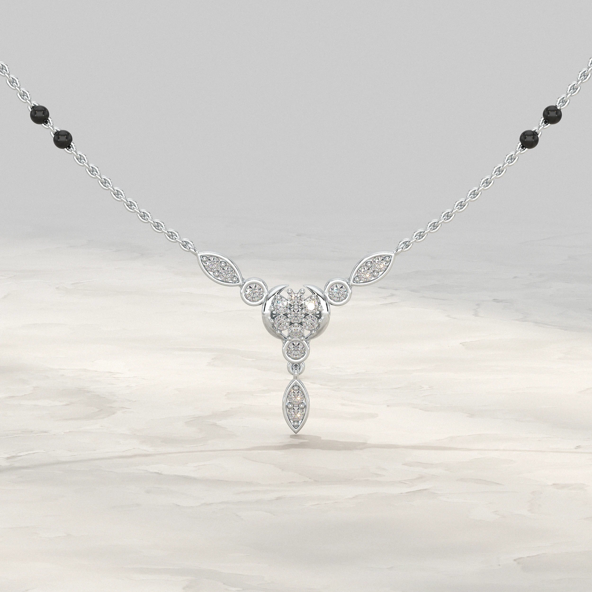 Round Lab Grown Diamond Cluster Mangalsutra Mangal Sutra