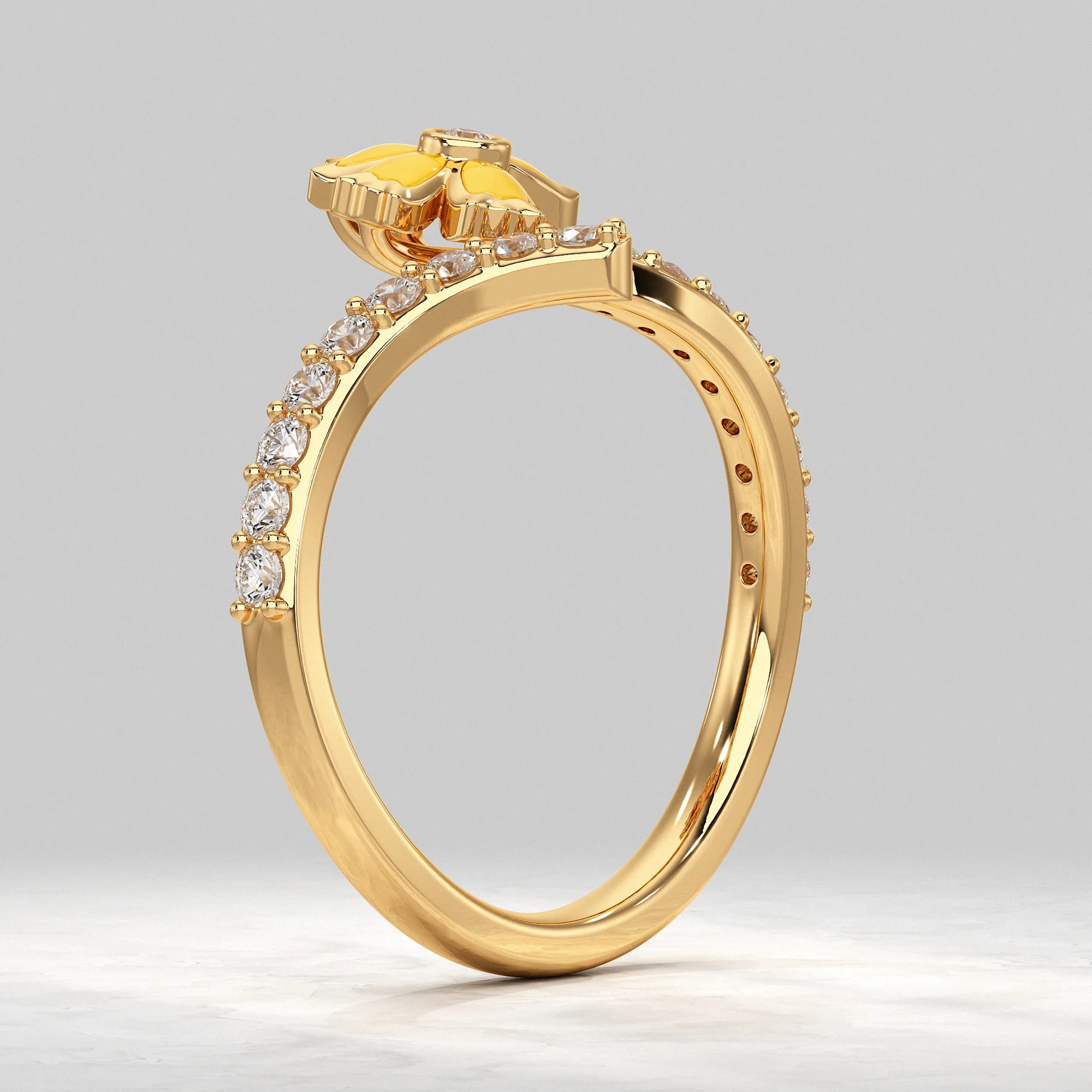 Open Cuff Blooming Flower Diamond Ring Rings