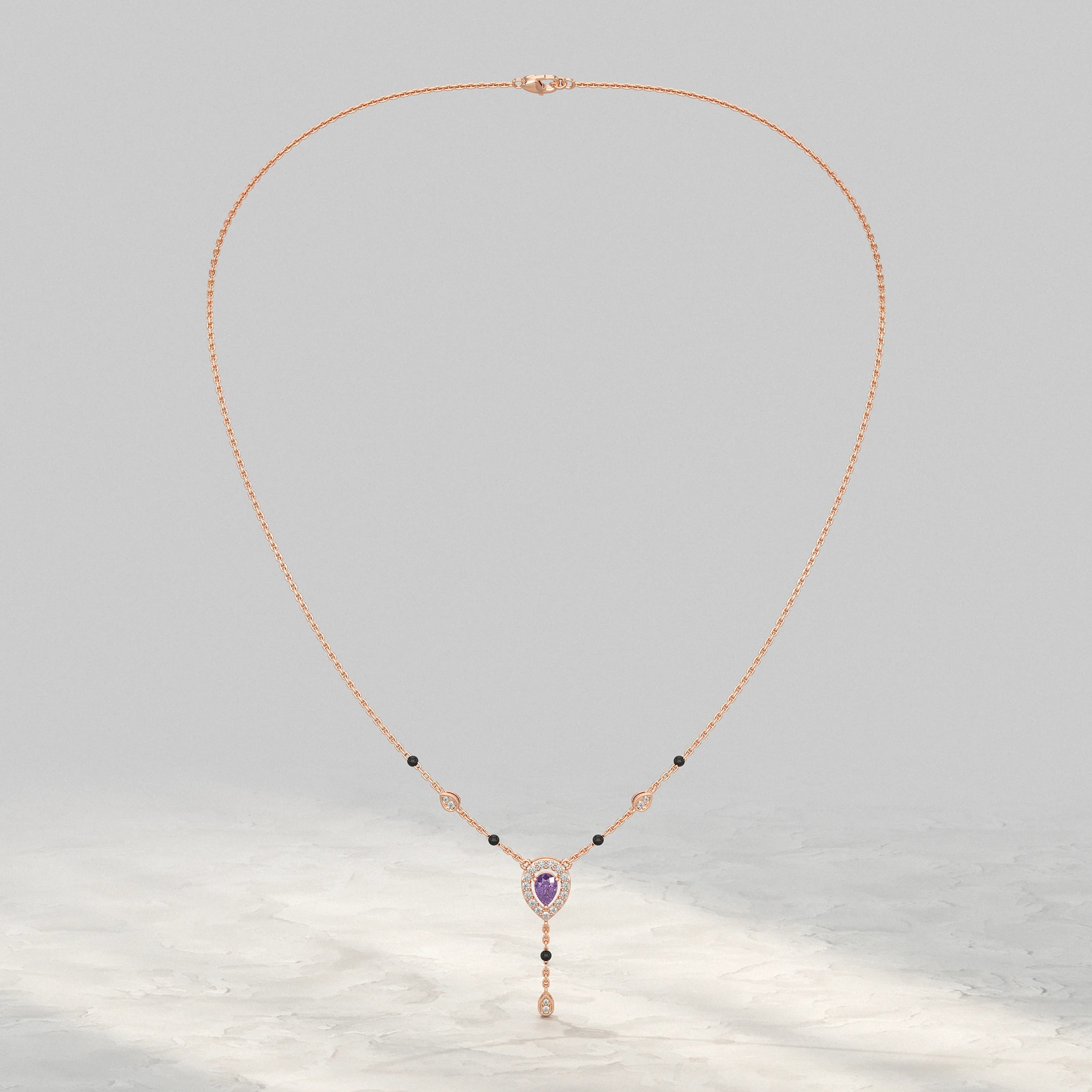Amethyst Gemstone Halo Manglsutra Mangal Sutra