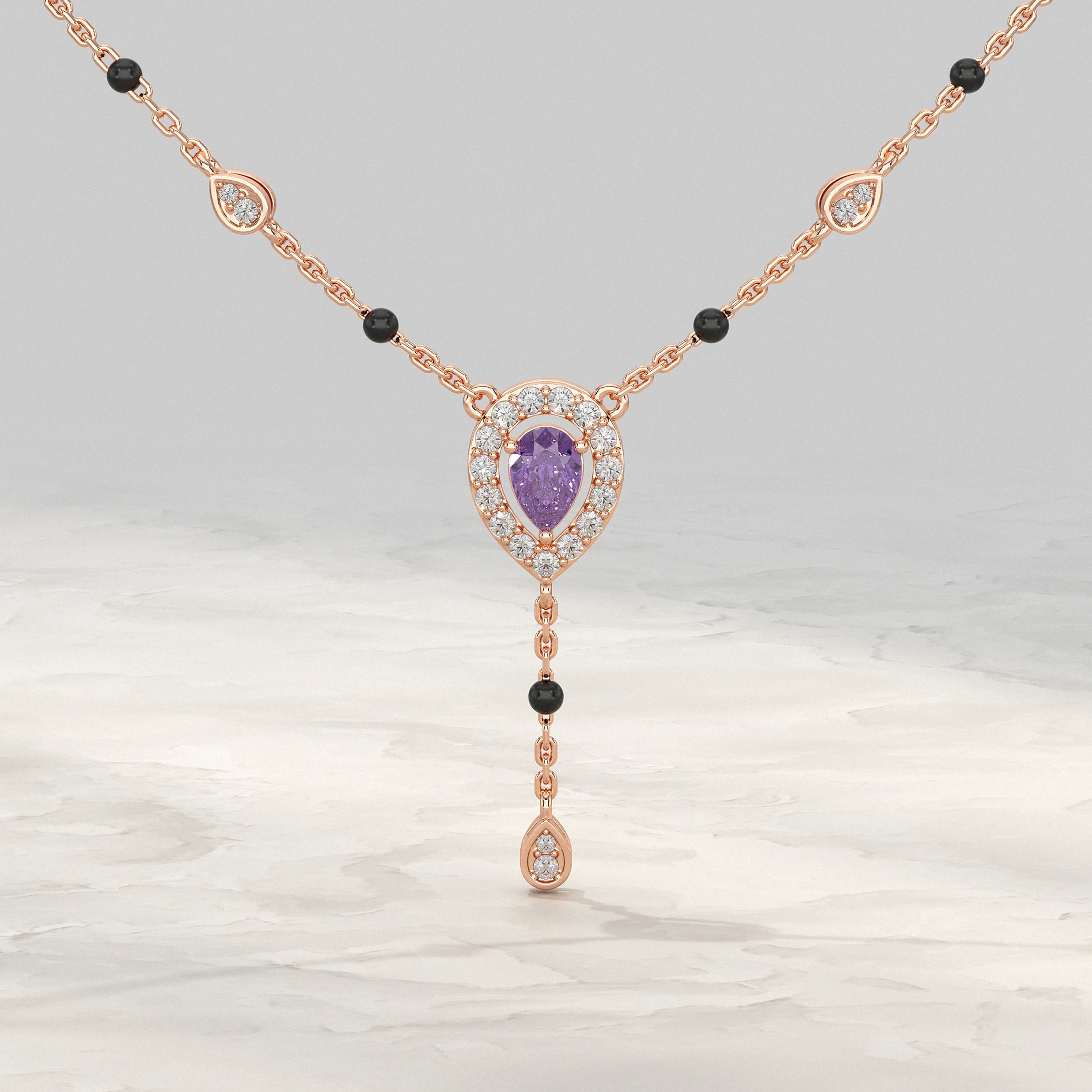Amethyst Gemstone Halo Manglsutra Mangal Sutra