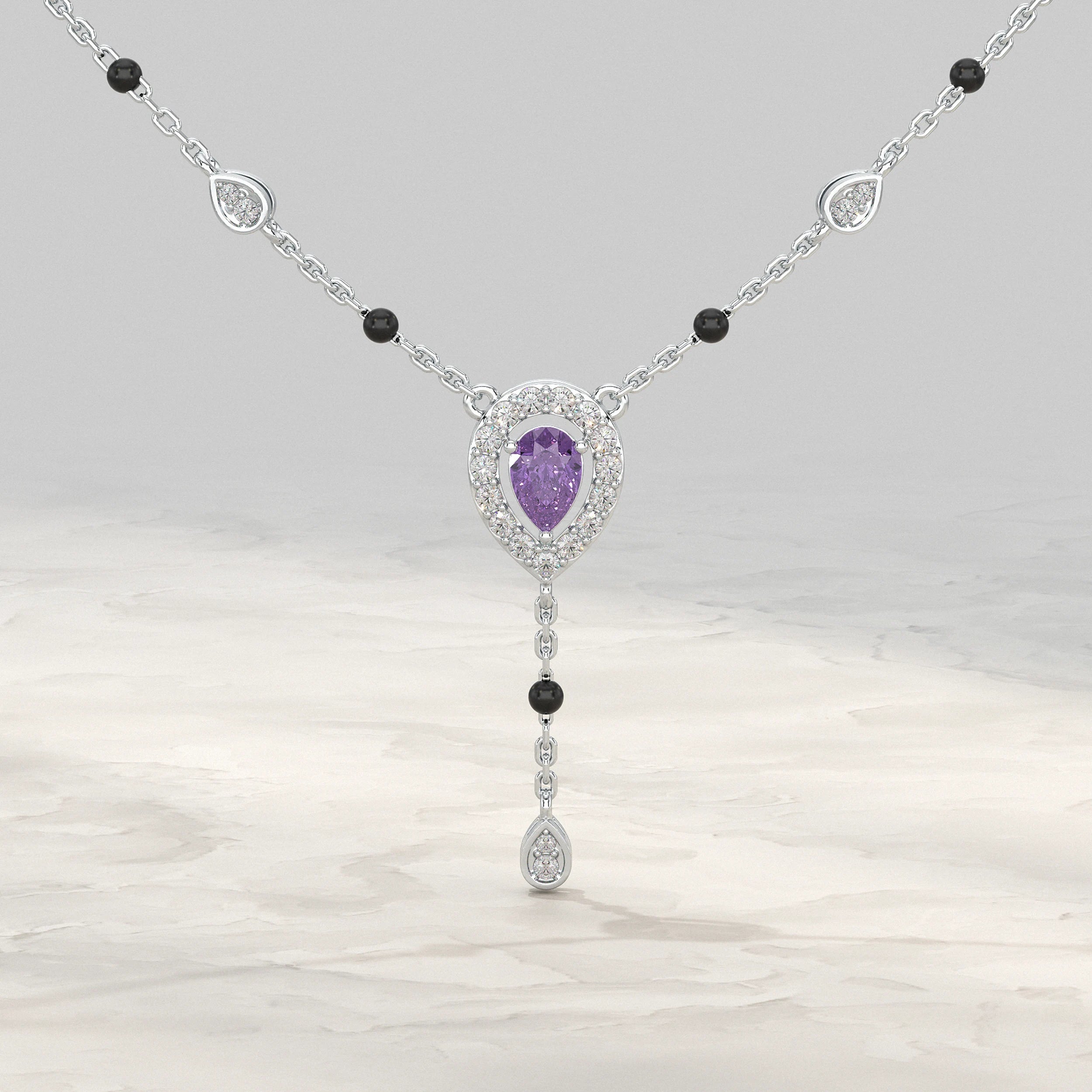 Amethyst Gemstone Halo Manglsutra Mangal Sutra