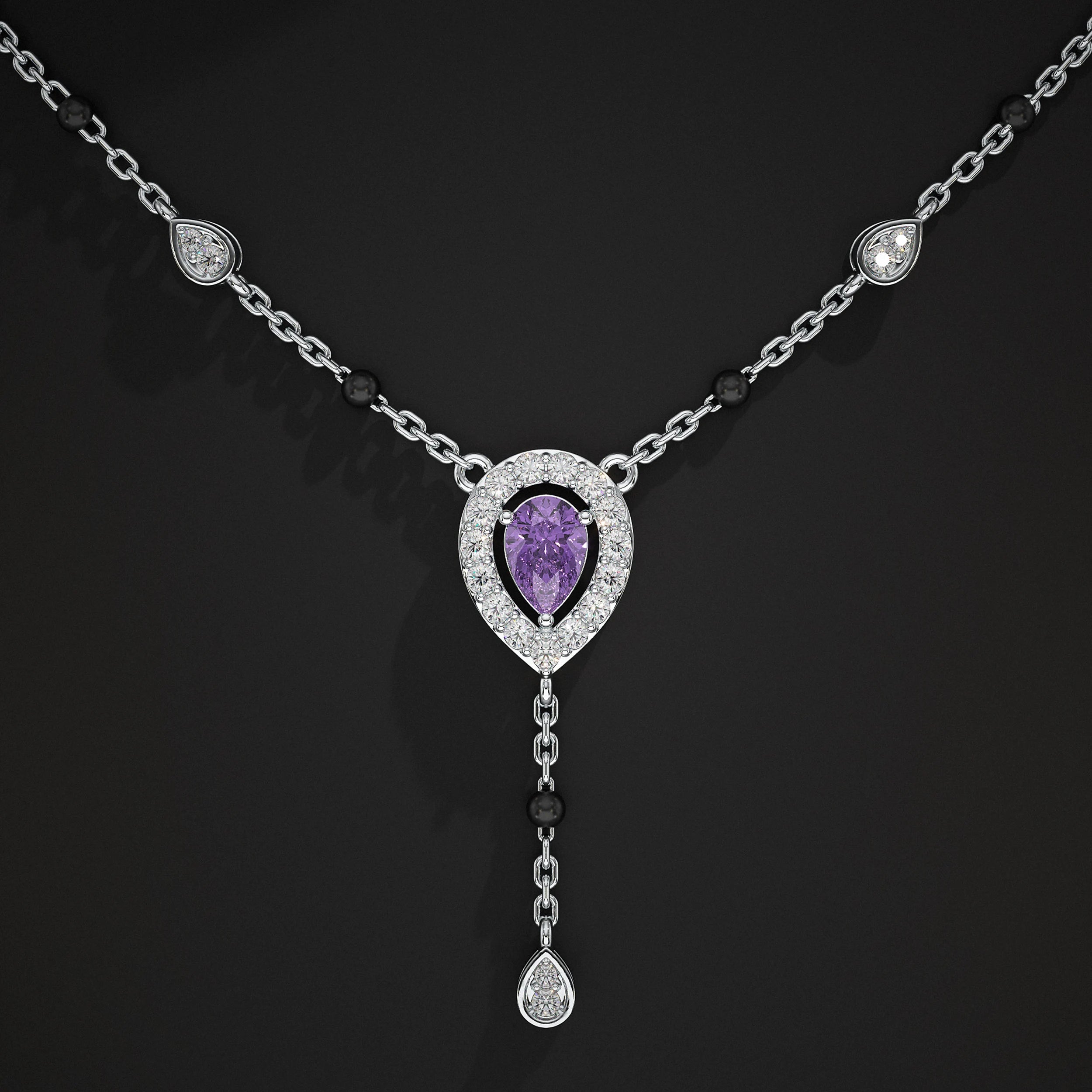 Amethyst Gemstone Halo Manglsutra Mangal Sutra
