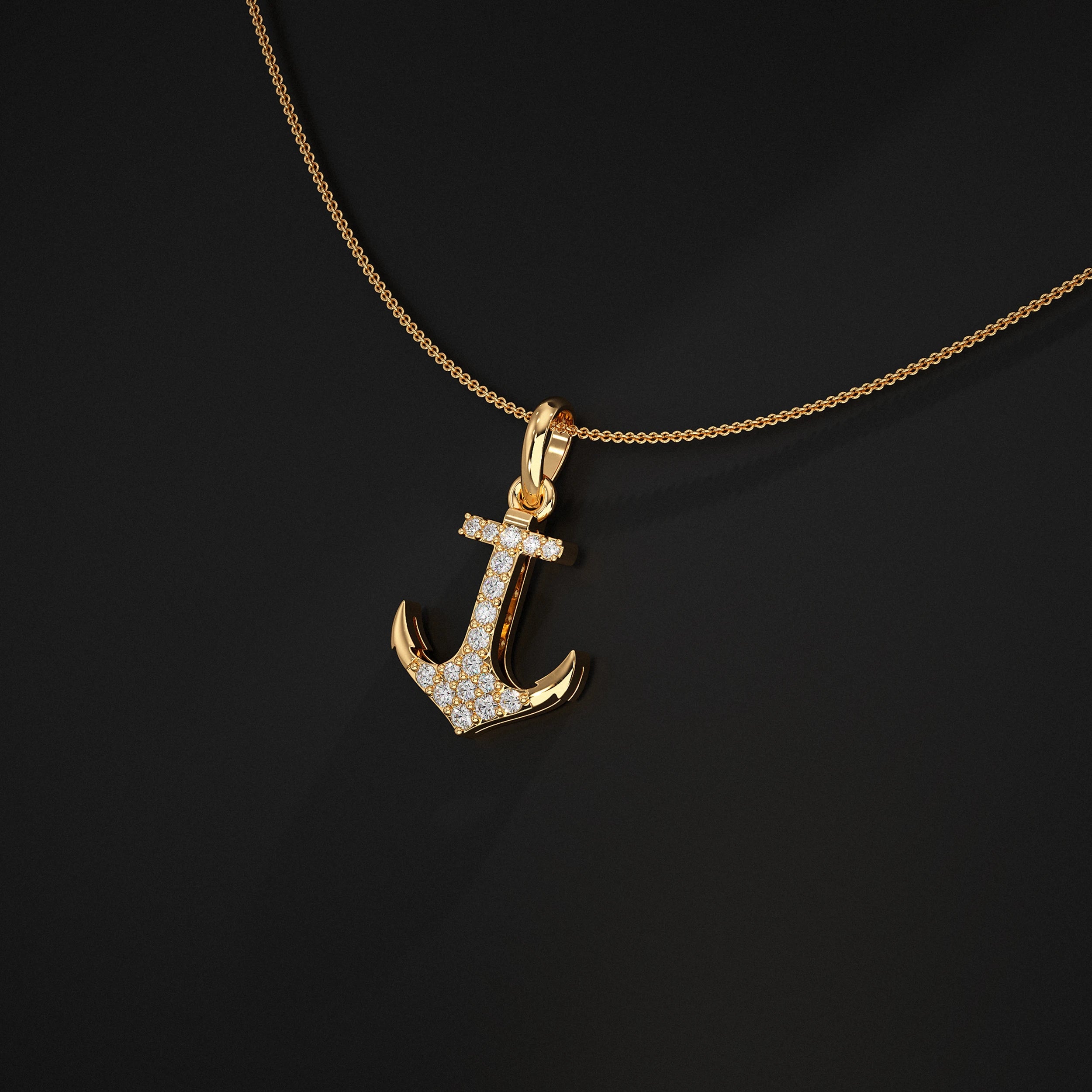 Anchor Lab Grown Diamond Pendants For Men`s Pendant