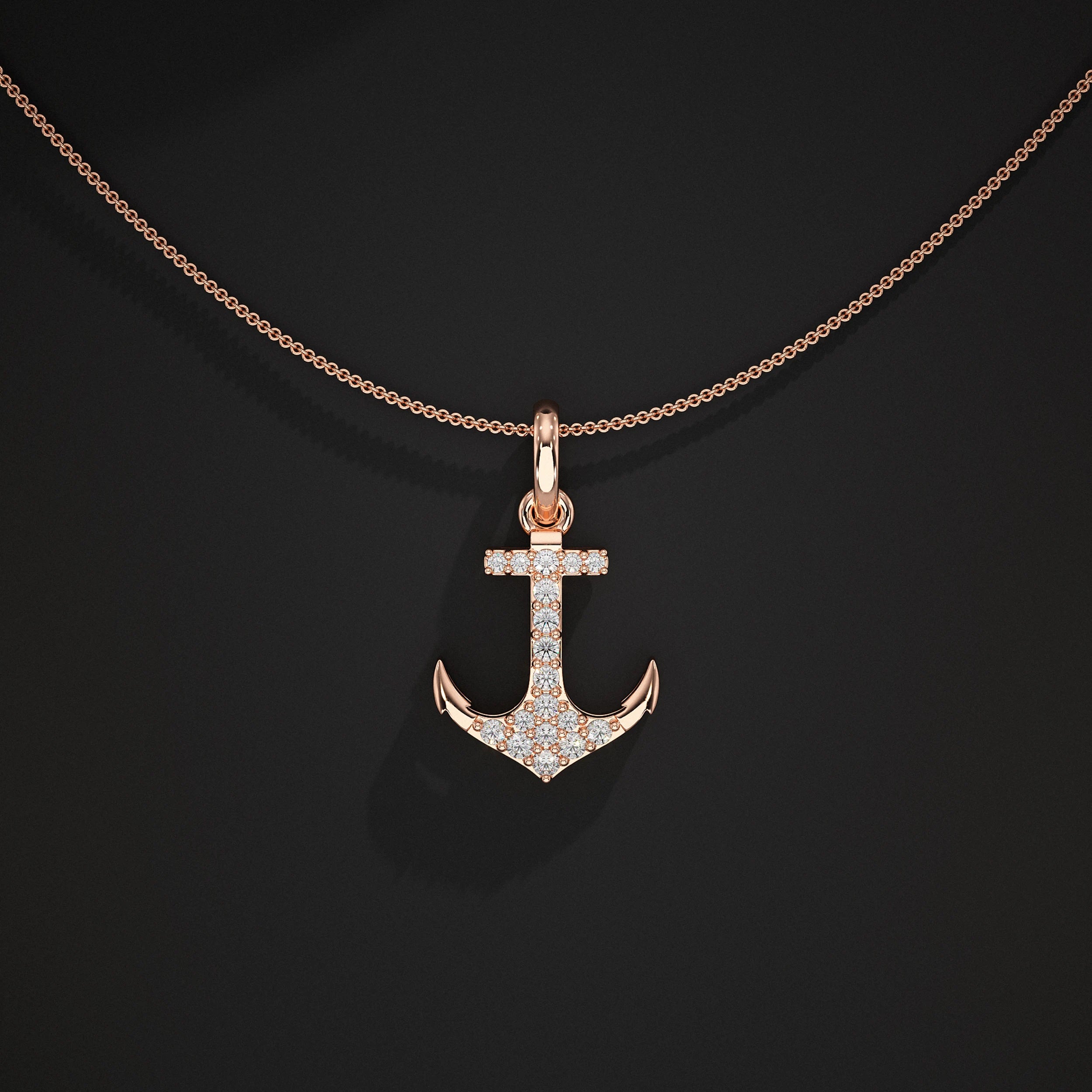 Anchor Lab Grown Diamond Pendants For Men`s Pendant