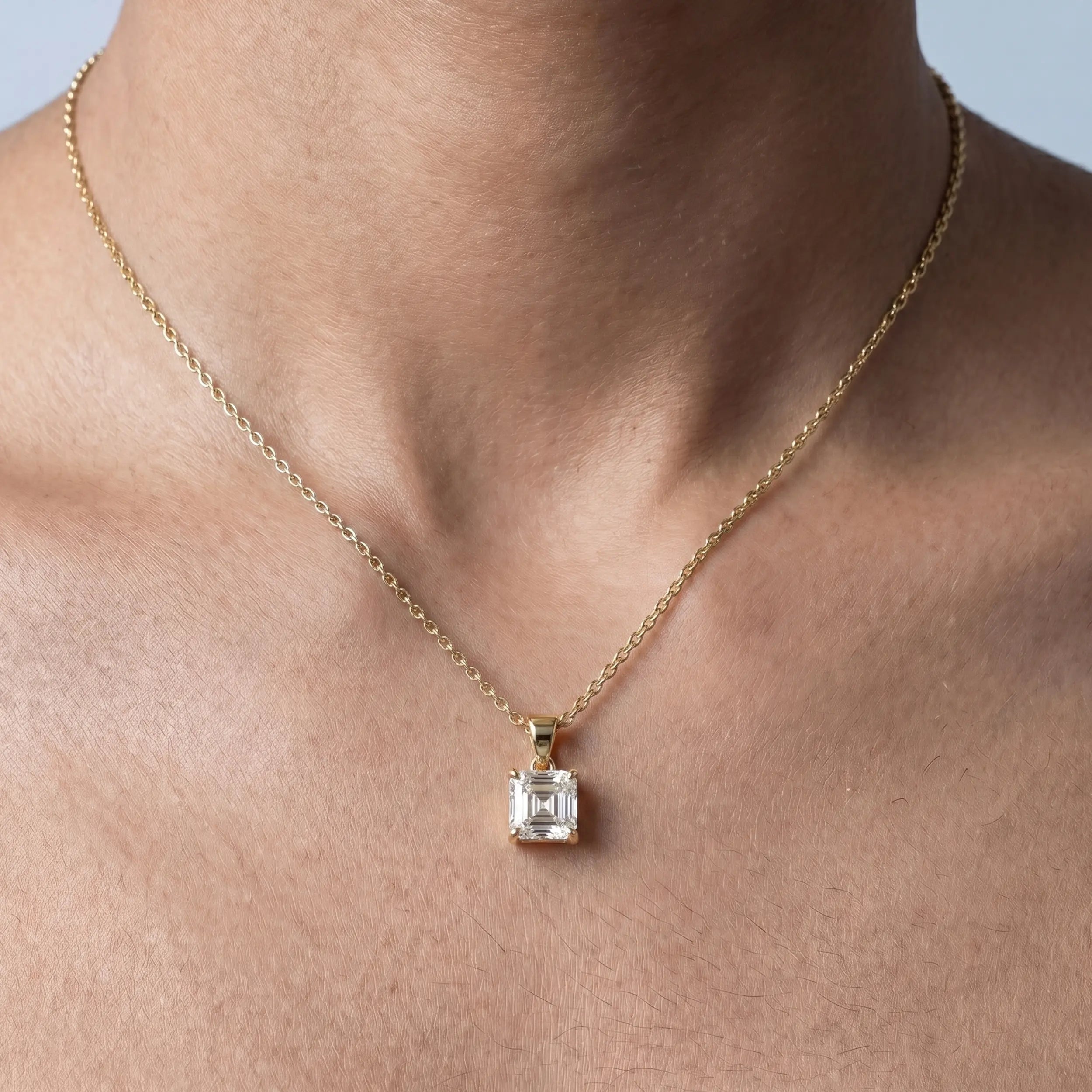 Asscher Cut Diamond Solitaire Pendant Pendant