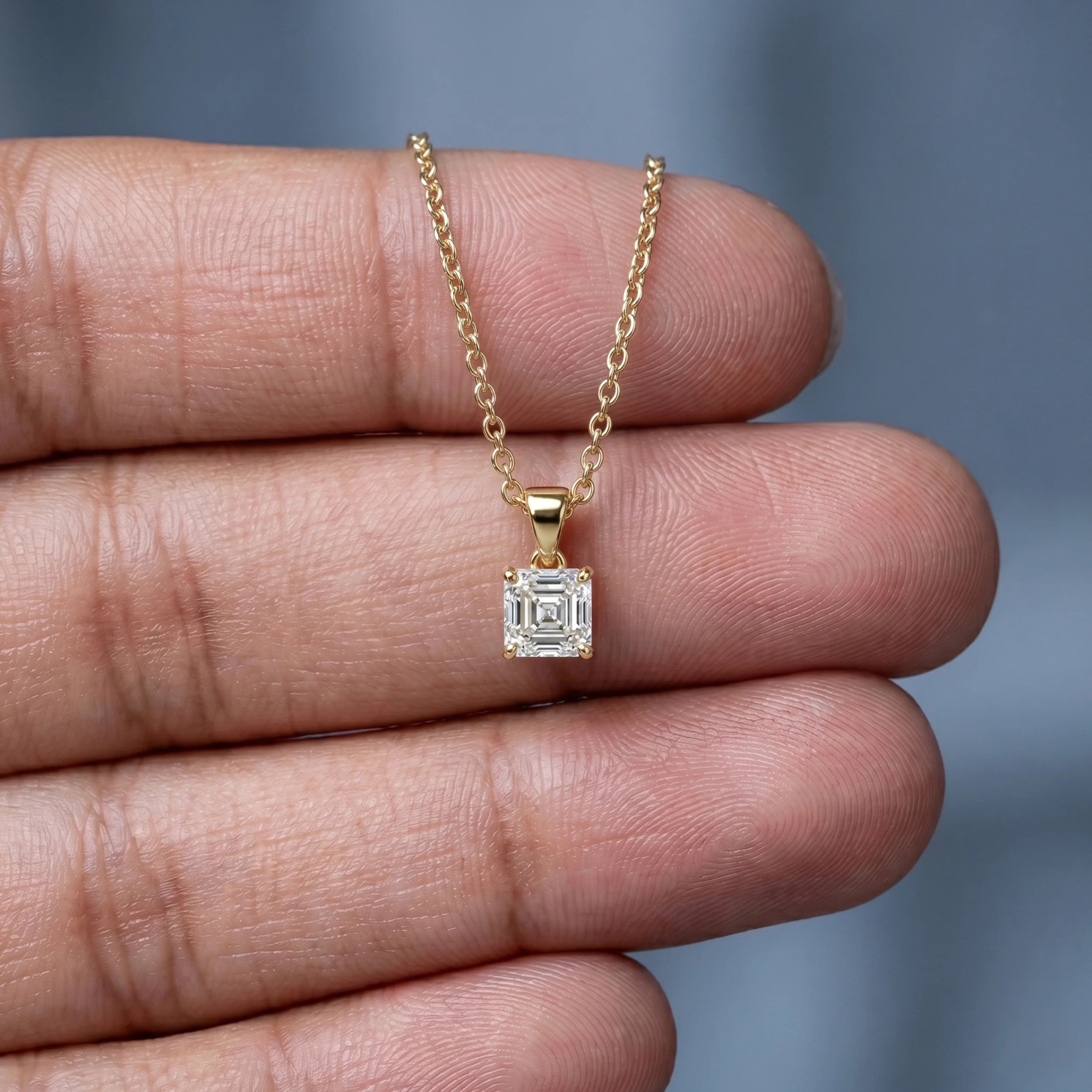 Asscher Cut Diamond Solitaire Pendant Pendant