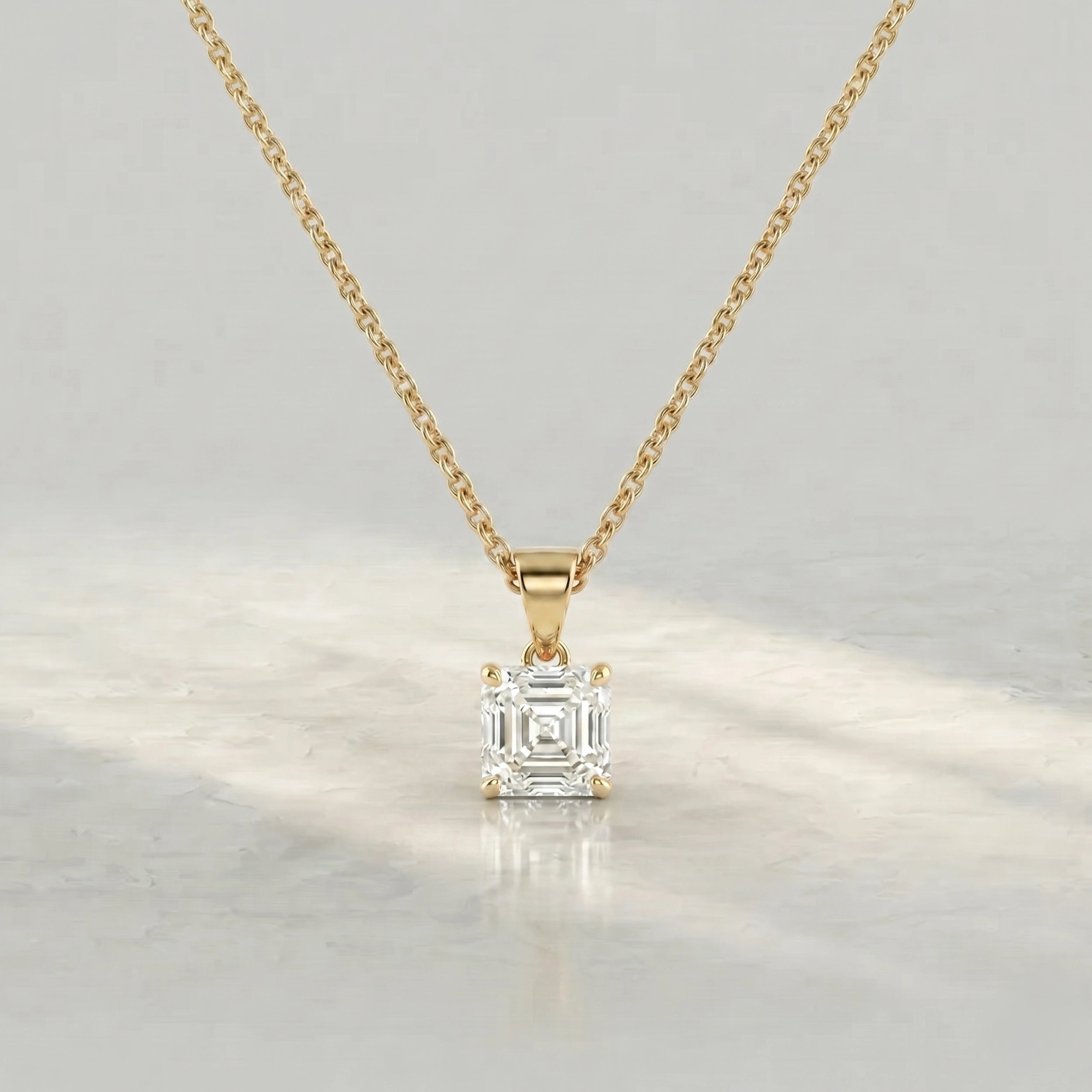Asscher Cut Diamond Solitaire Pendant Pendant