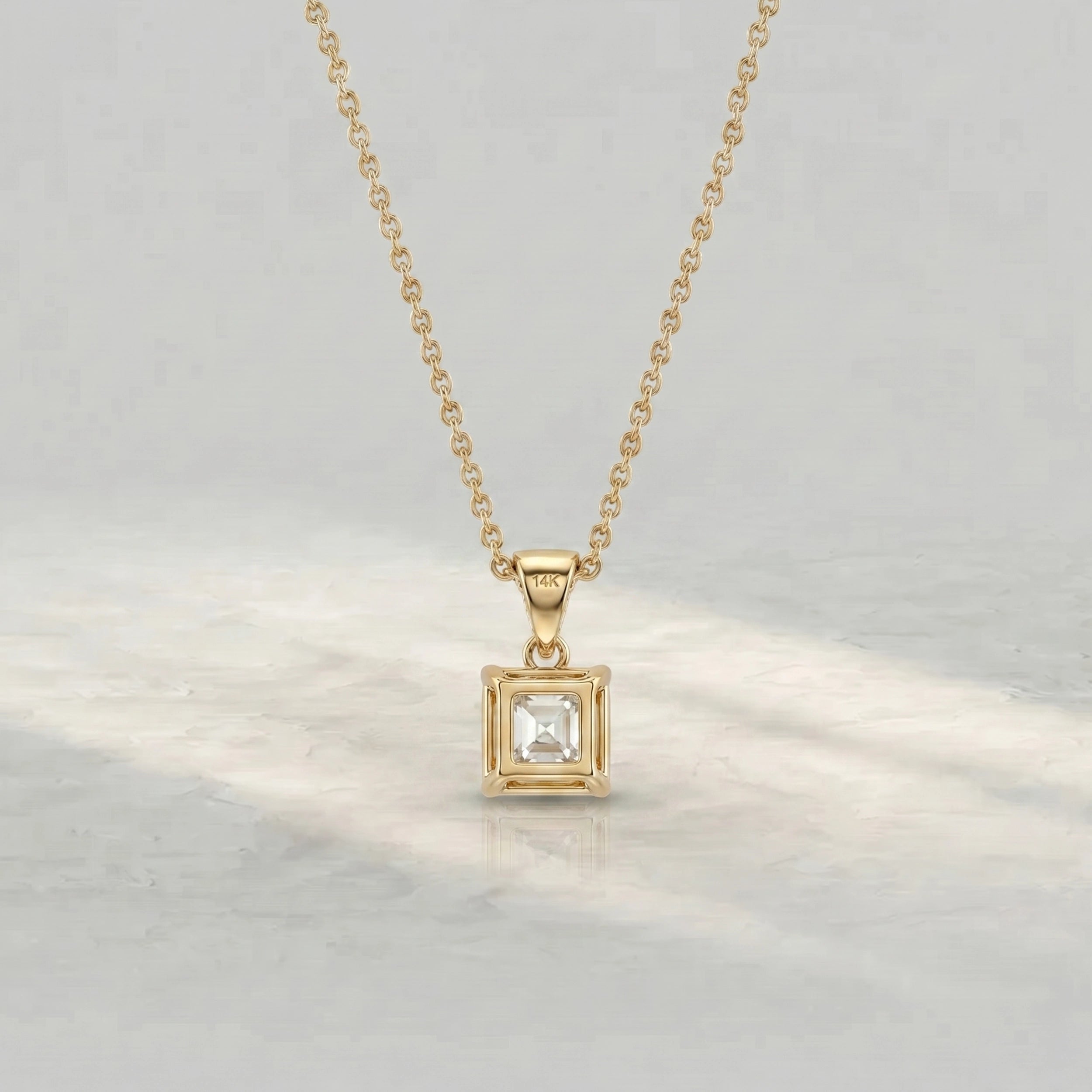 Asscher Cut Diamond Solitaire Pendant Pendant