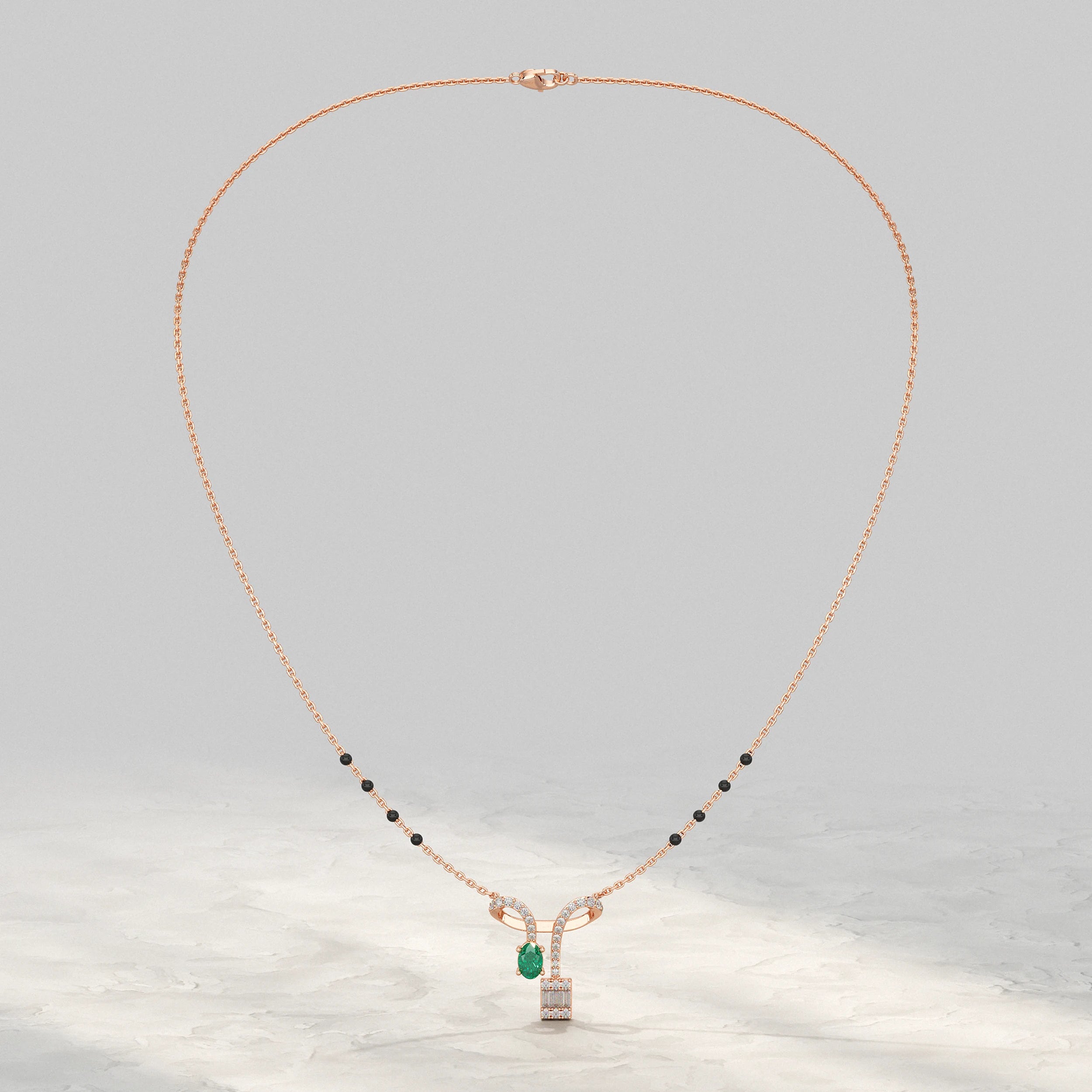 Baguette And Oval Linear Drop Mangalsutra Mangal Sutra