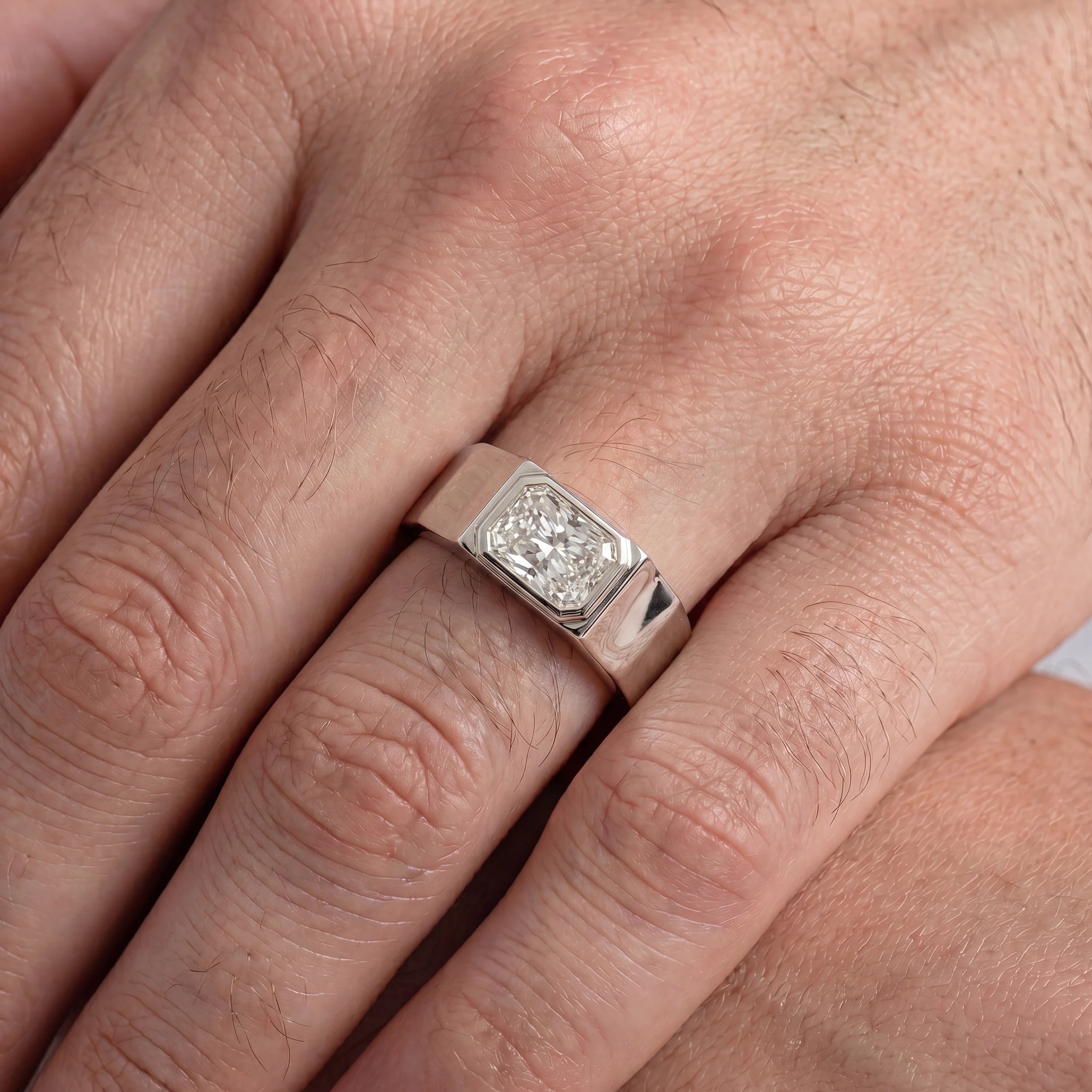East West Radiant Cut Men's Wedding Band Band