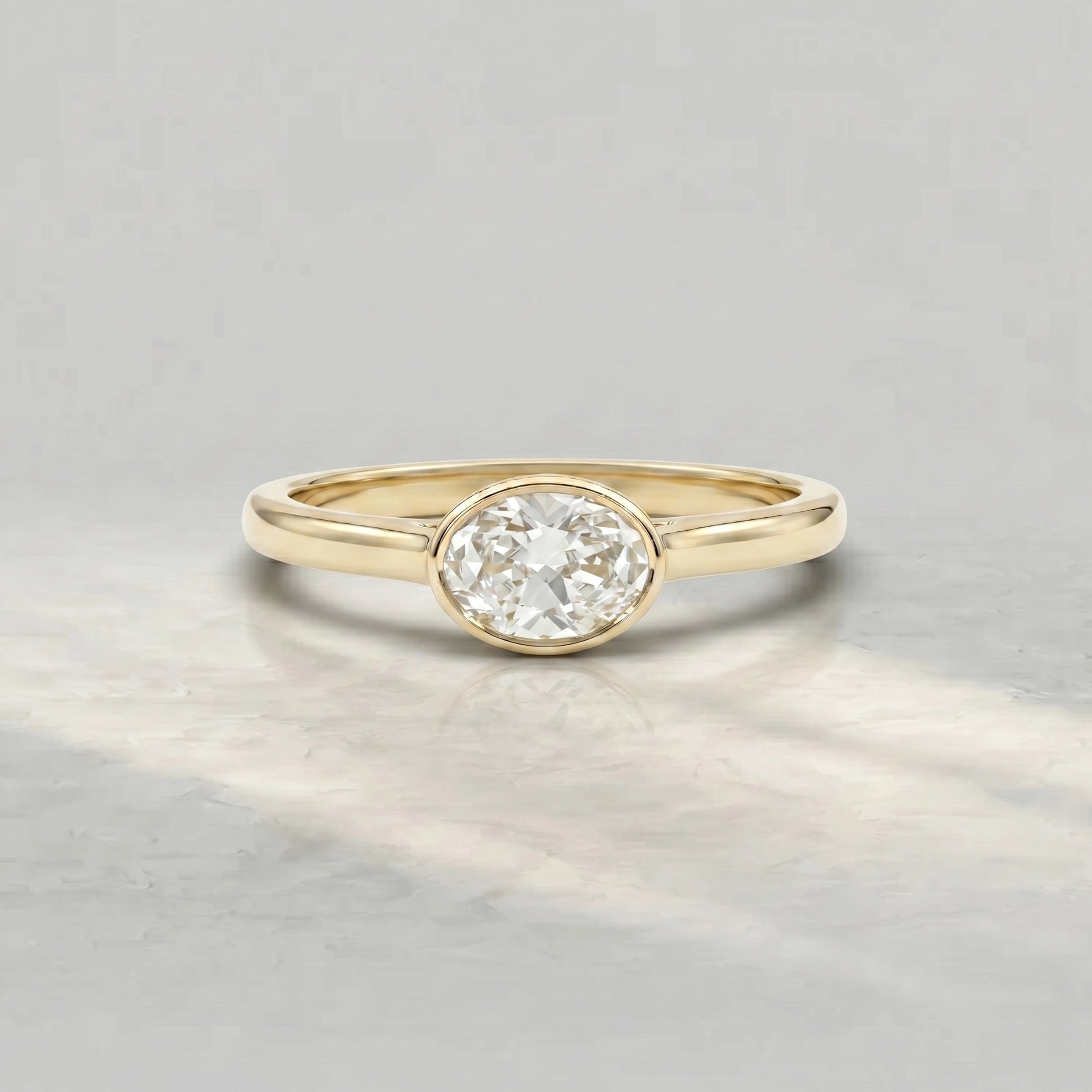 East West Oval Lab Diamond Bezel Set Ring Rings