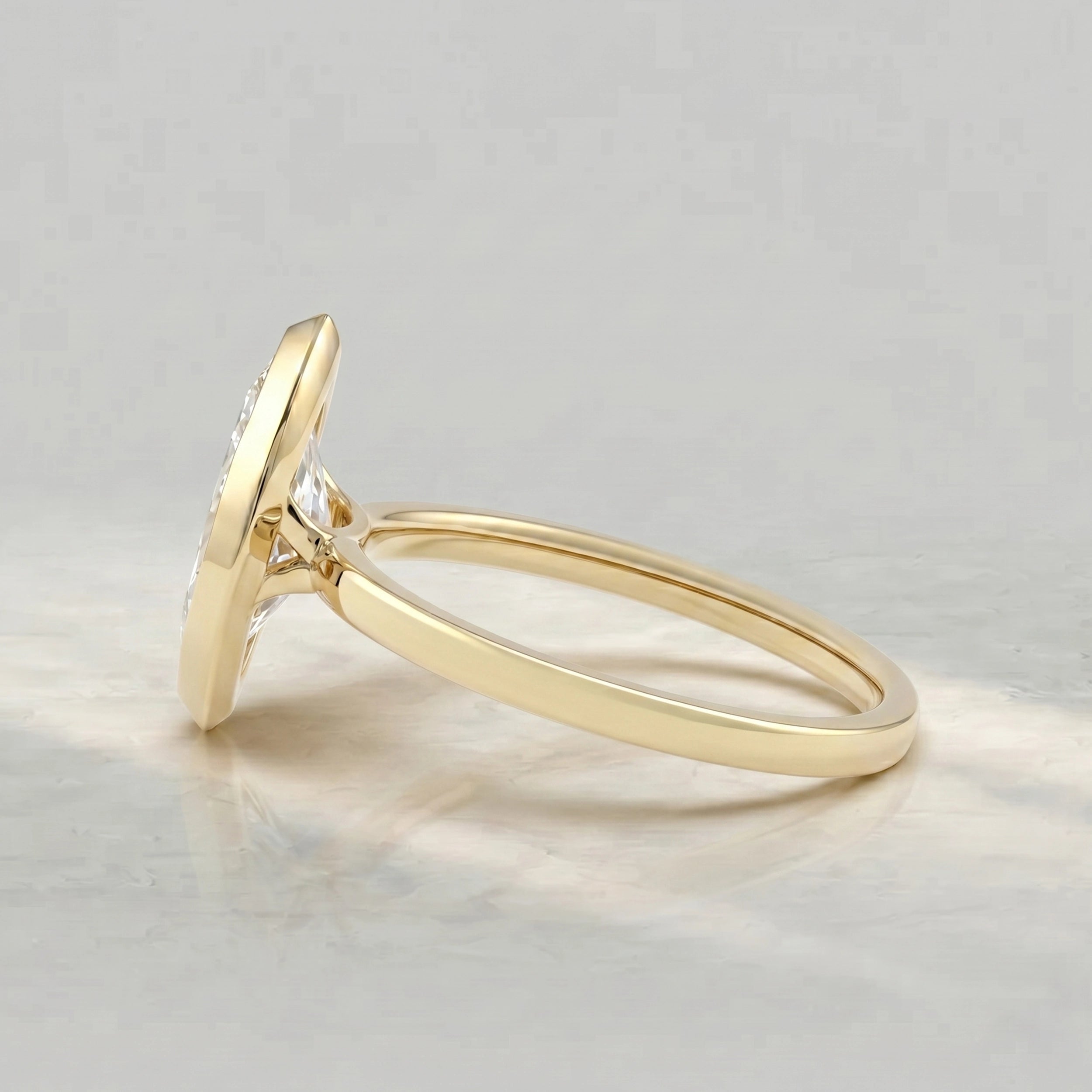 Bezel Set Marquise Lab Diamond Solitaire Ring Rings