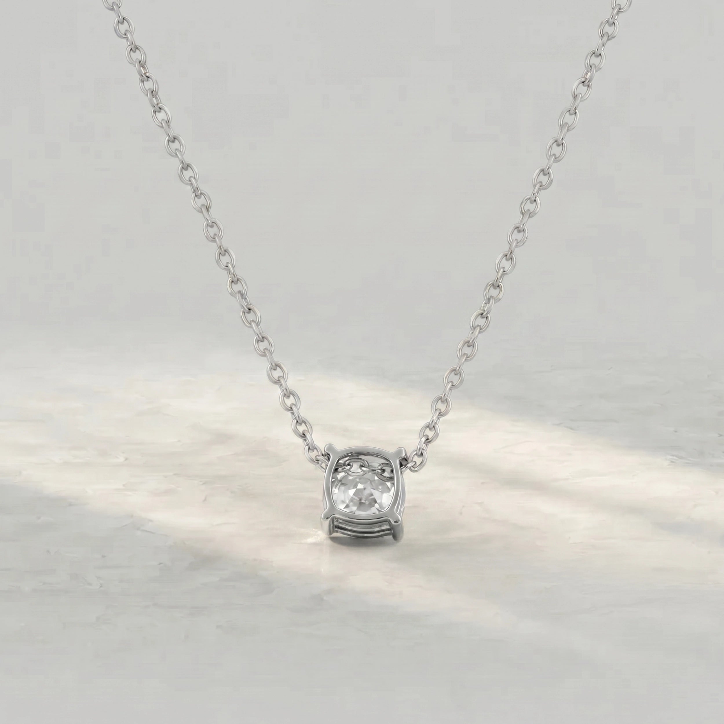 Square Cushion Lab Diamond Solitaire Pendant Pendant
