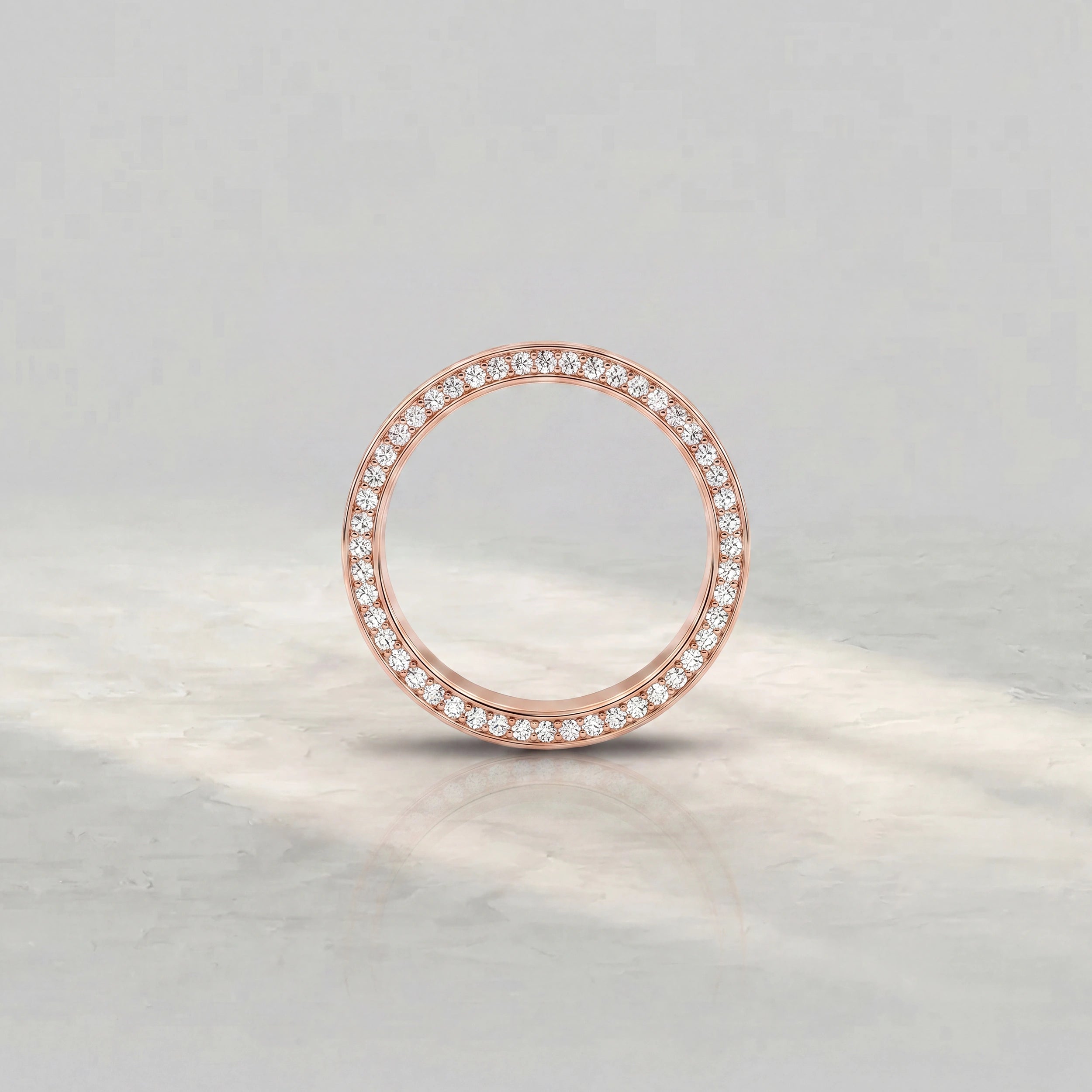 Brushed Round Diamond Hidden Men's Wedding Band Band