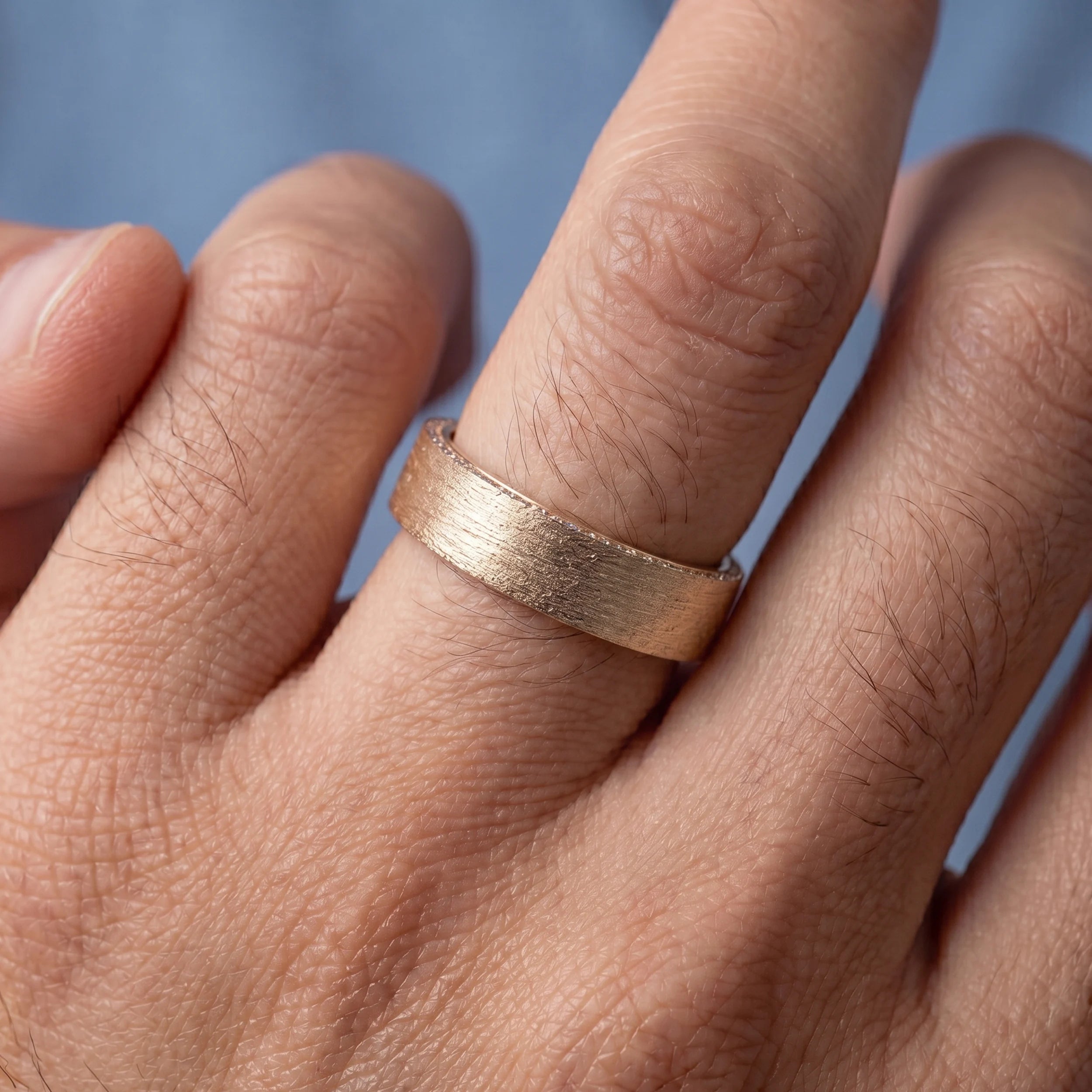 Brushed Round Diamond Hidden Men's Wedding Band Band
