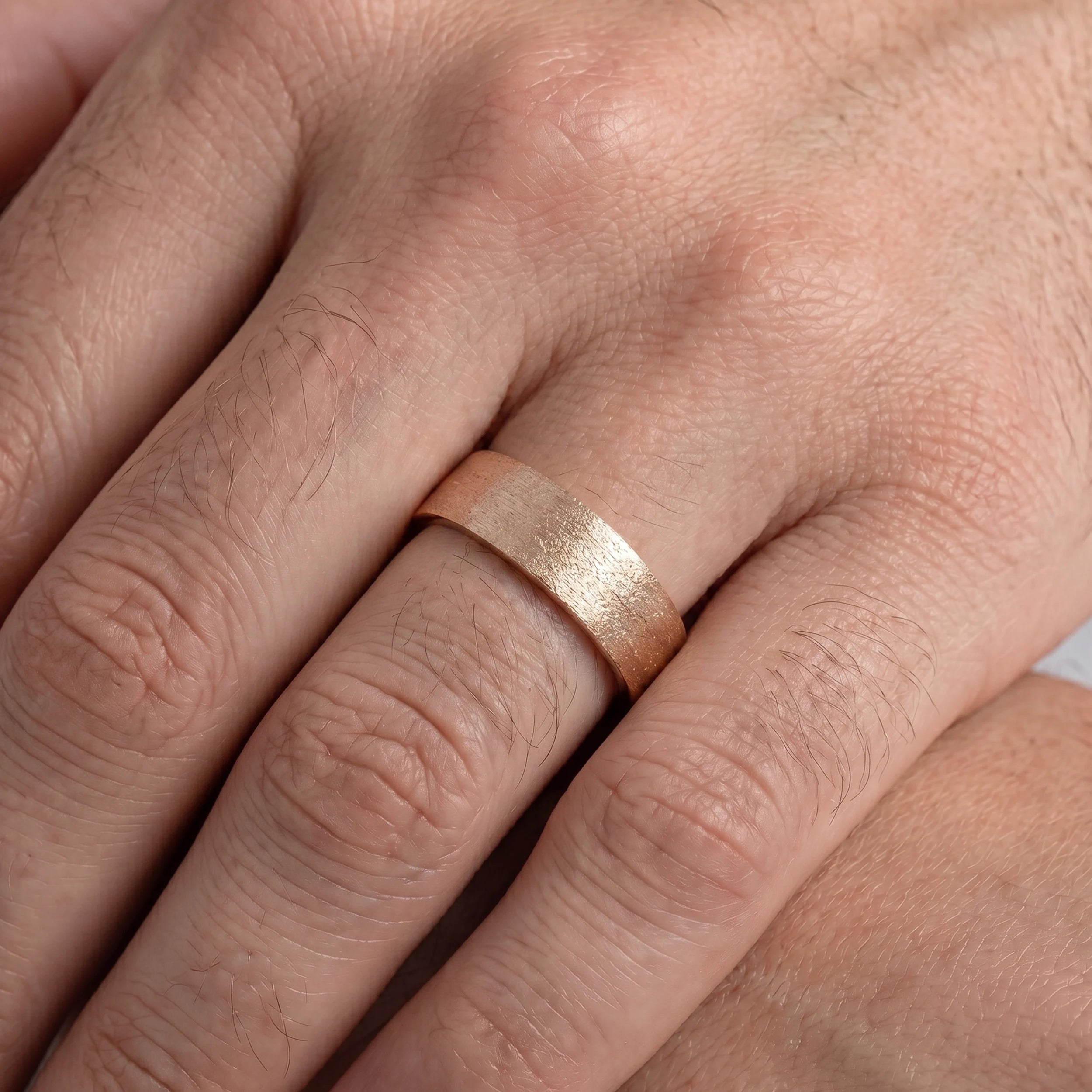 Brushed Round Diamond Hidden Men's Wedding Band Band