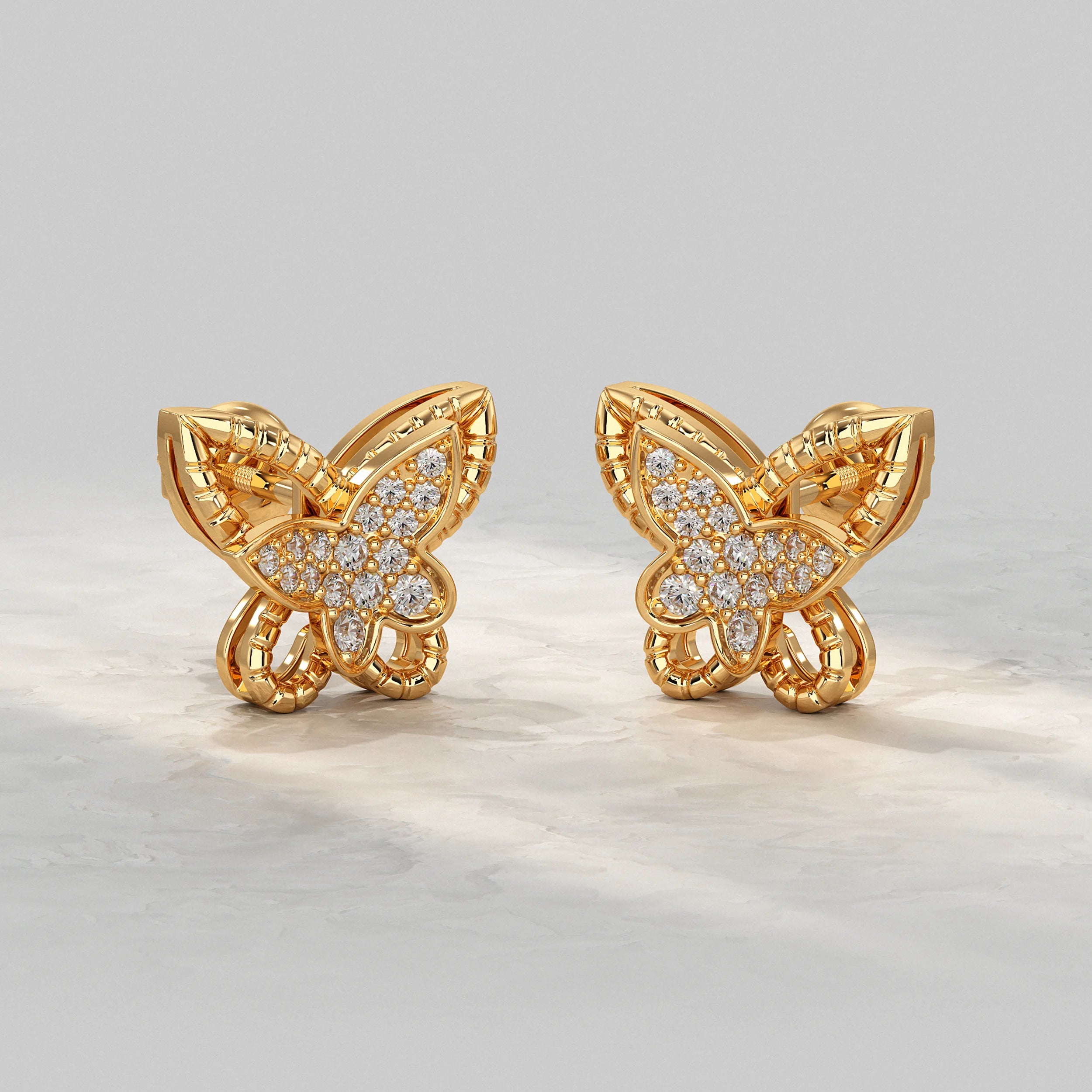 Dual Butterfly Lab Diamond Stud Earrings Earrings