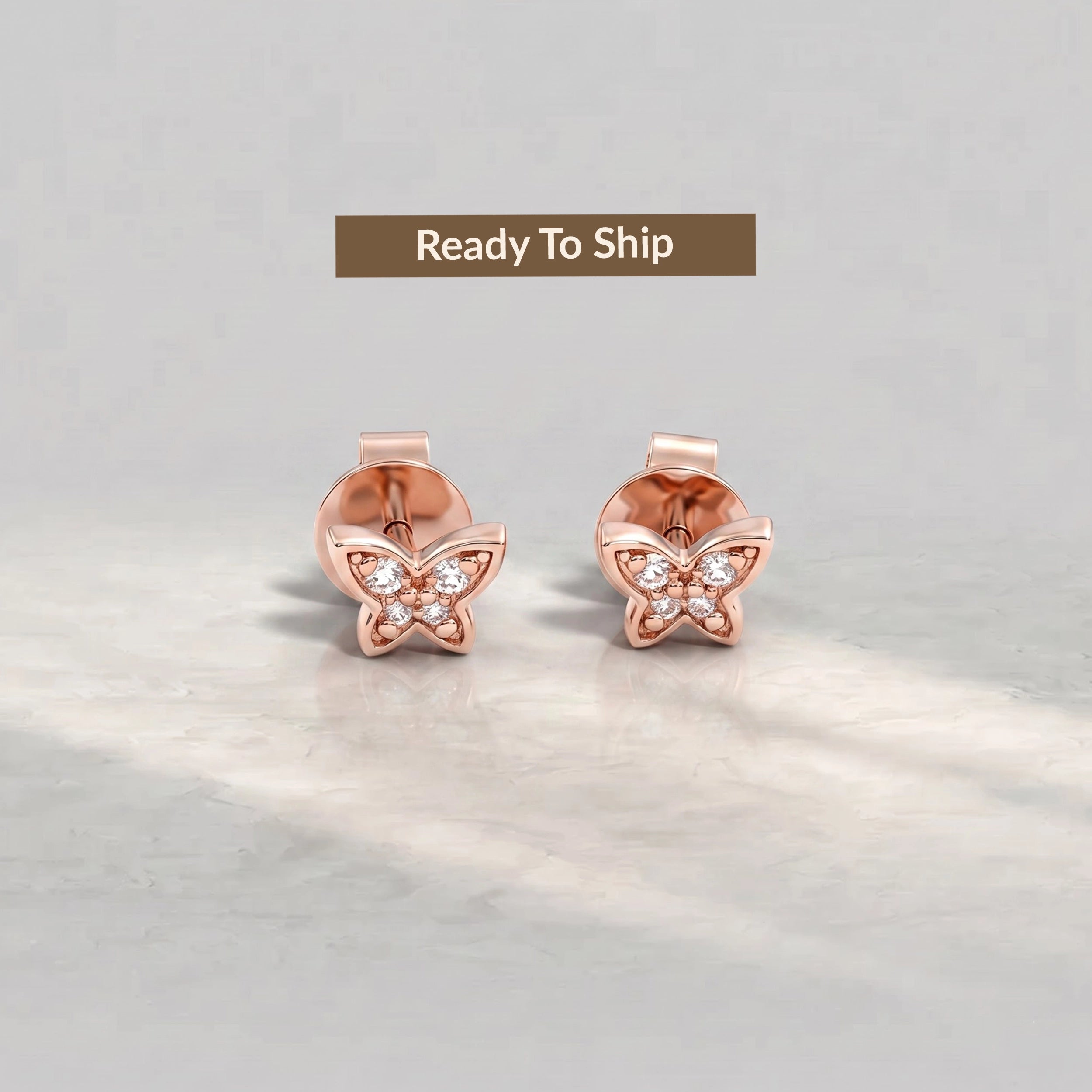 Butterfly Round Diamond Stud Earrings Earrings
