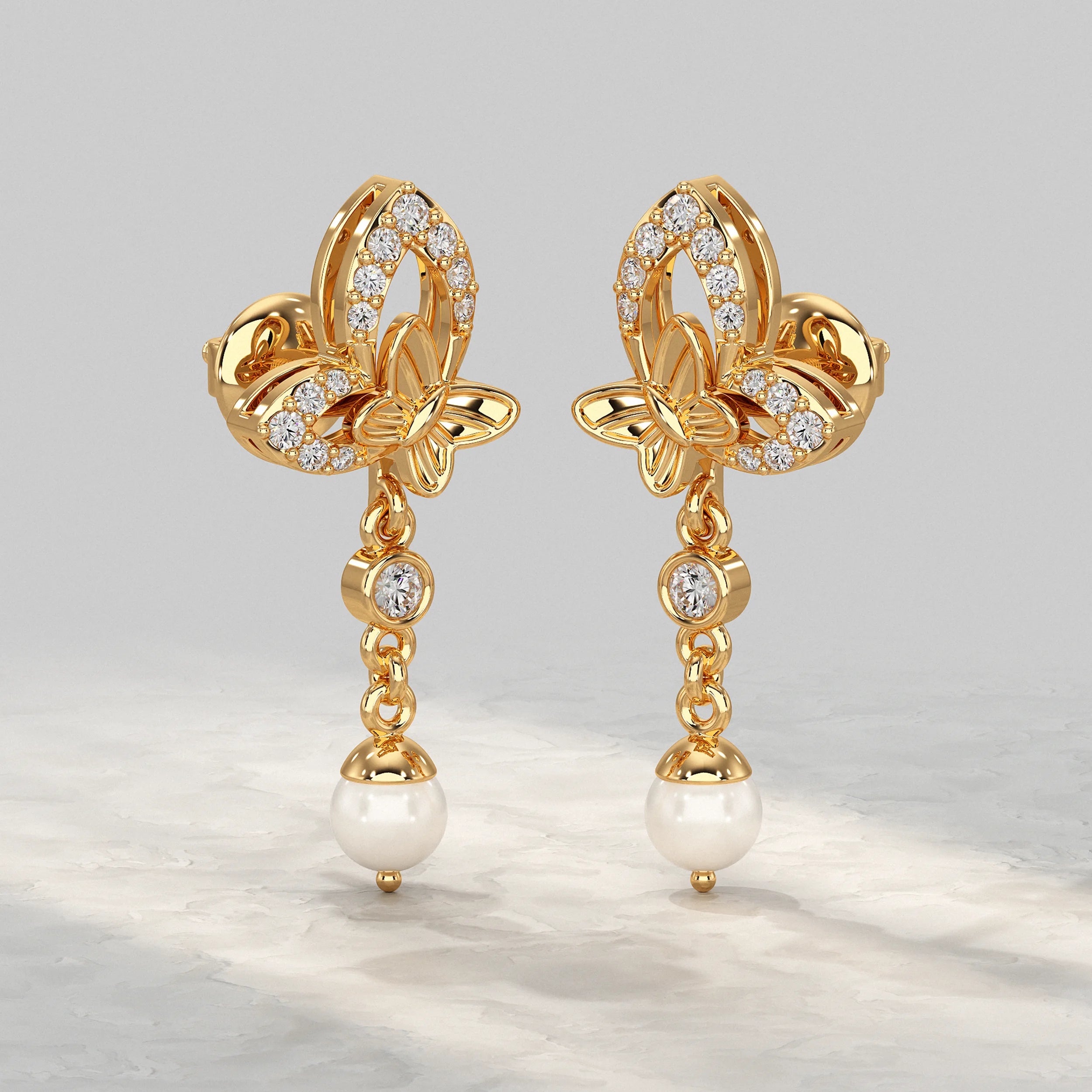 Butterfly Drop Dangle Lab Diamond Earring Earrings