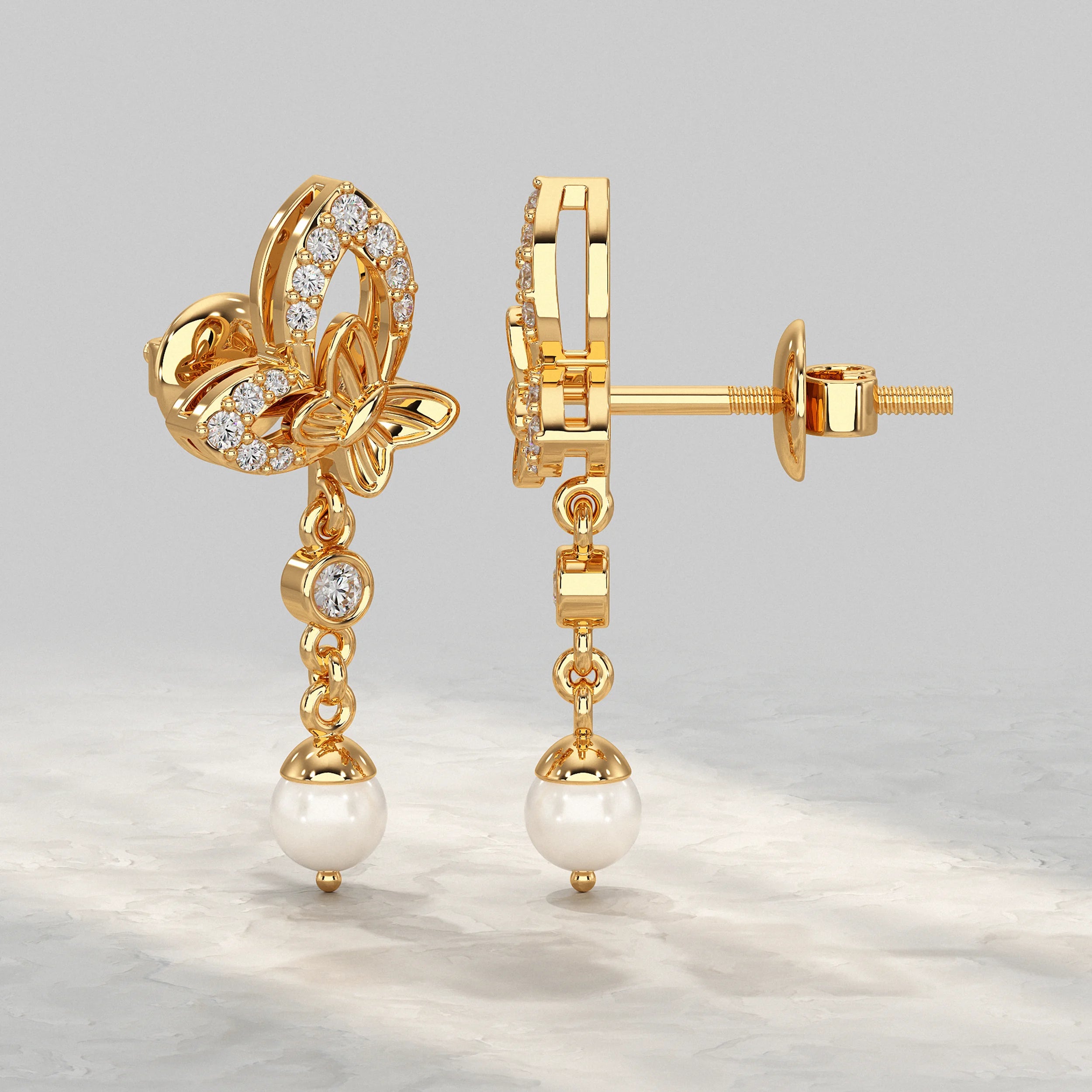 Butterfly Drop Dangle Lab Diamond Earring Earrings