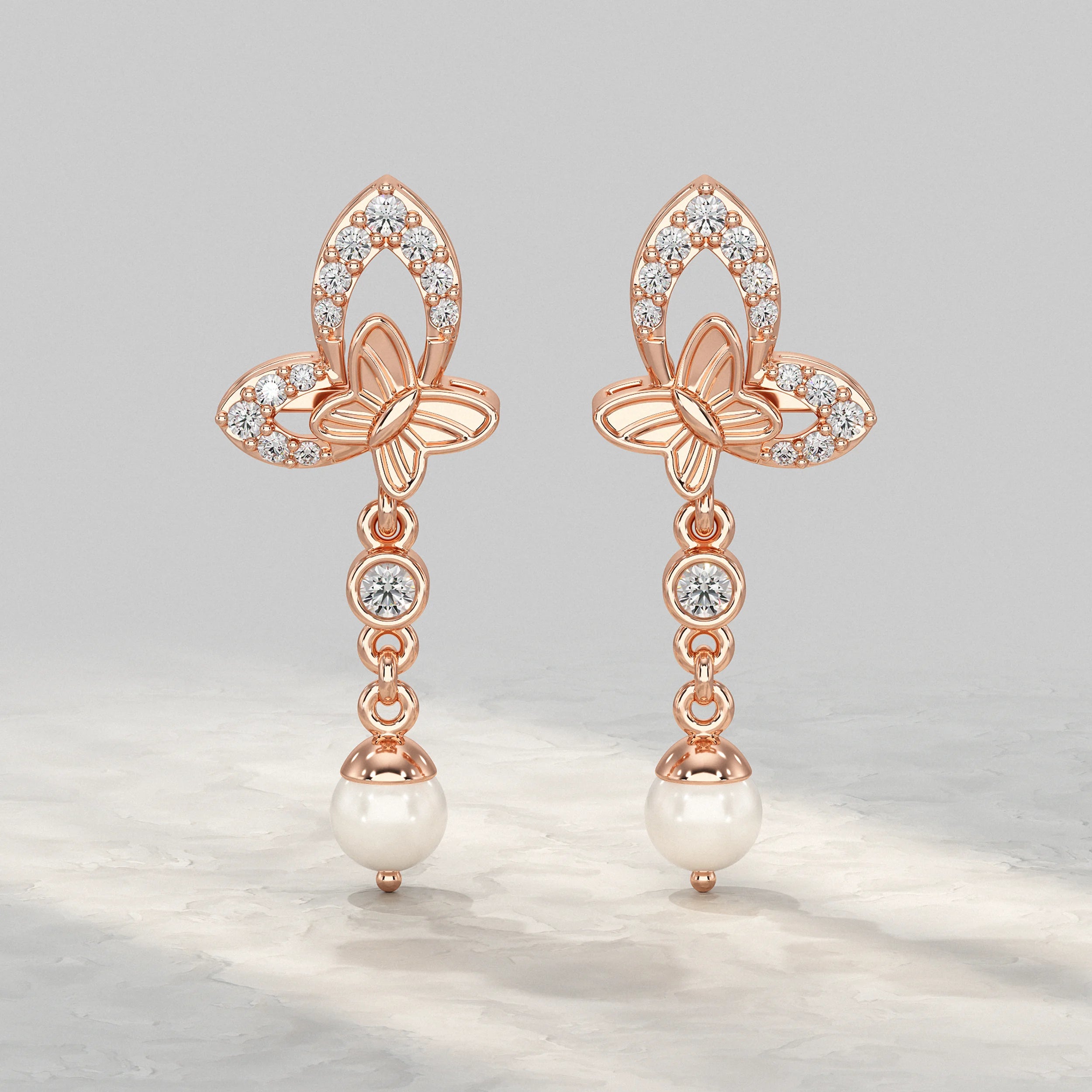 Butterfly Drop Dangle Lab Diamond Earring Earrings