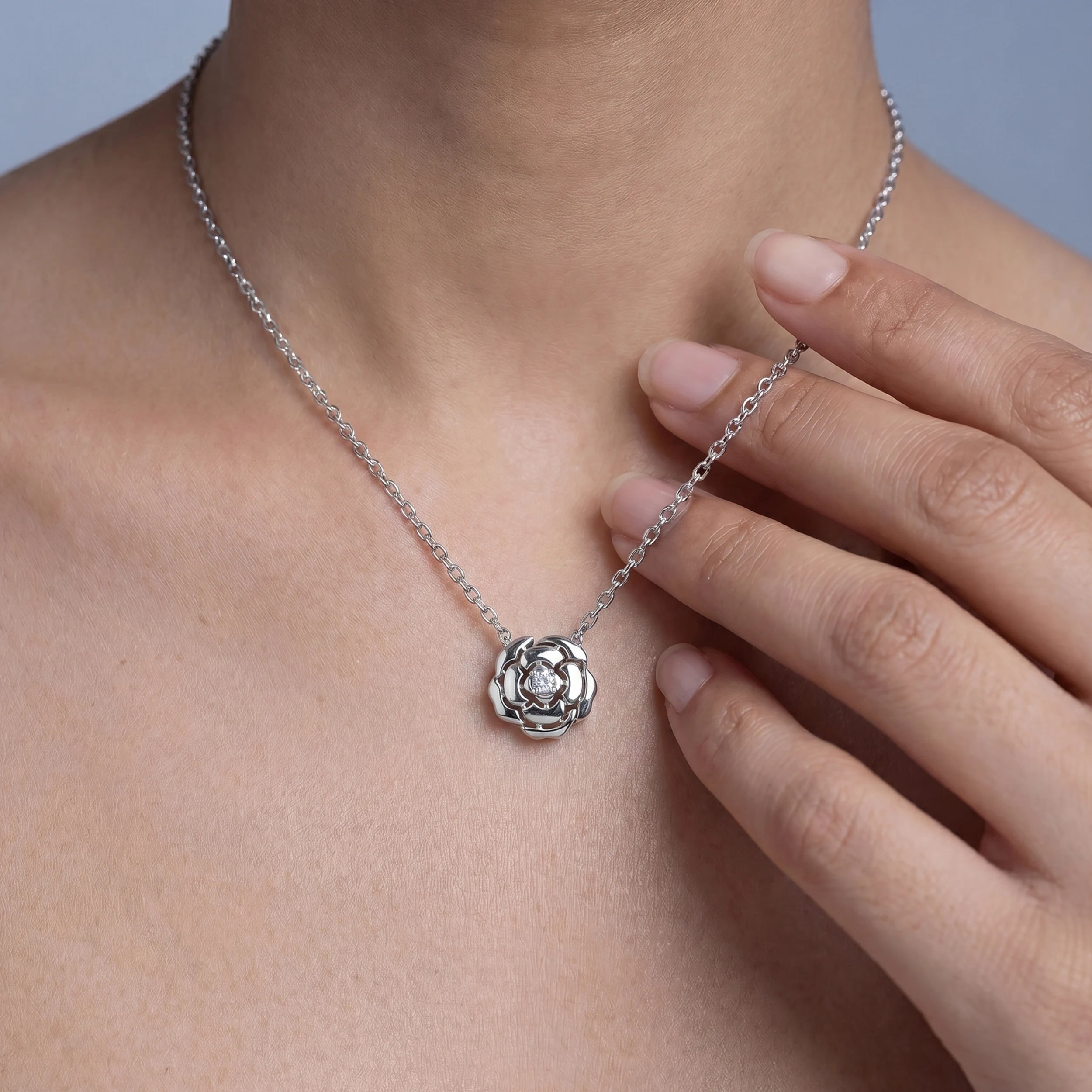 Chanel Camellia Flower Round Diamond Pendant Pendant
