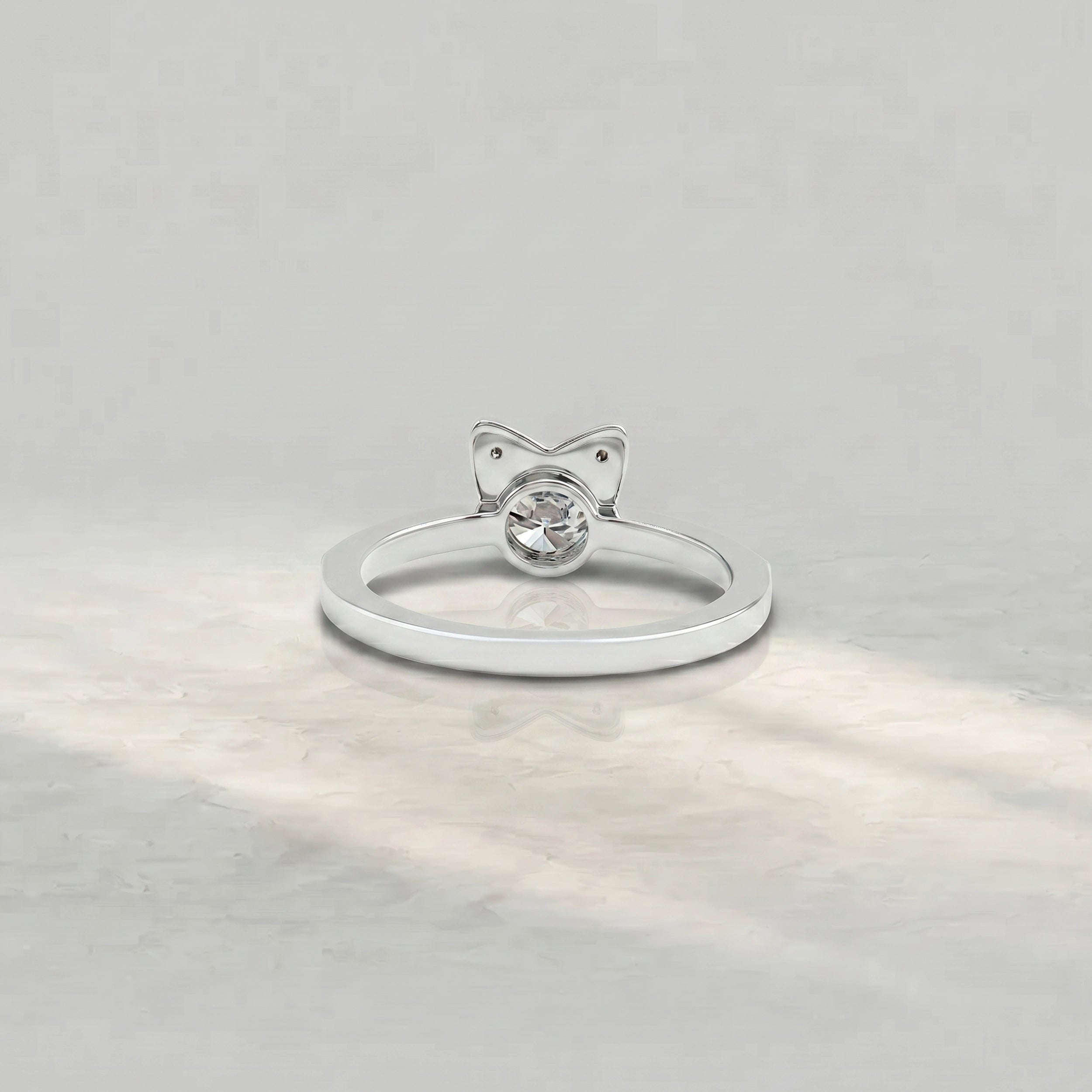 Round Lab Diamond Cat Shape Engagement Ring Rings