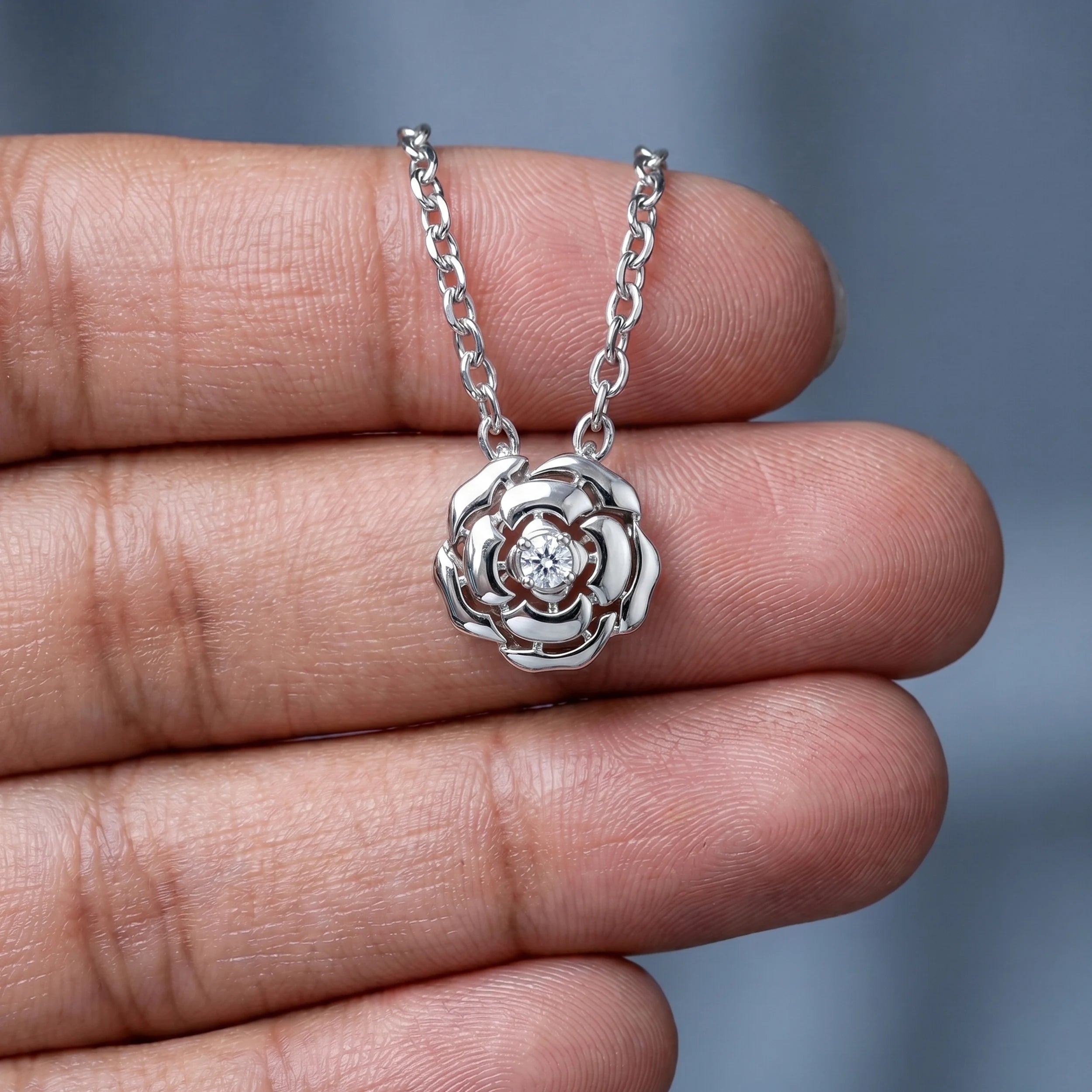 Chanel Camellia Flower Round Diamond Pendant Pendant
