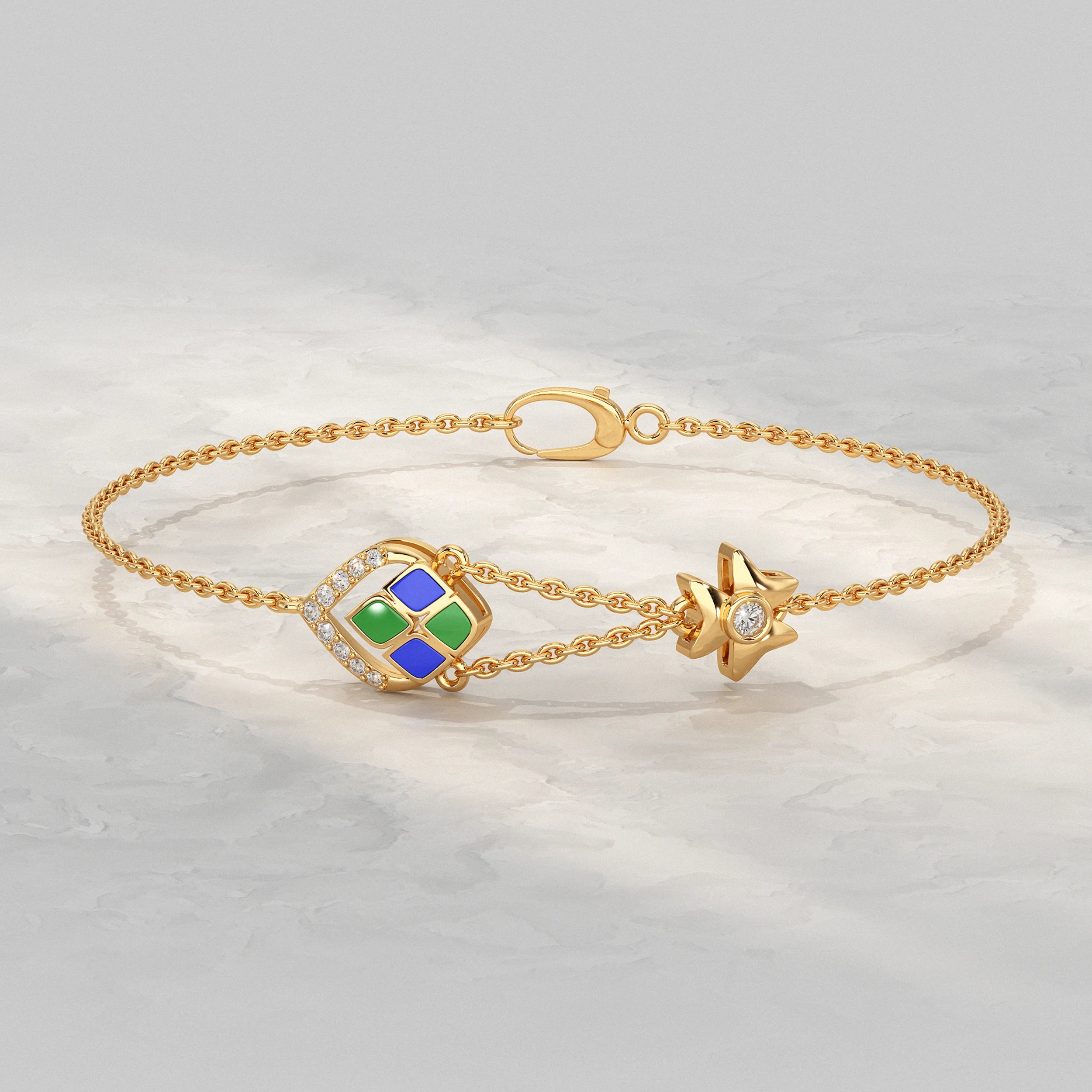 Charm Enamel Lab Diamond Bracelet Bracelet
