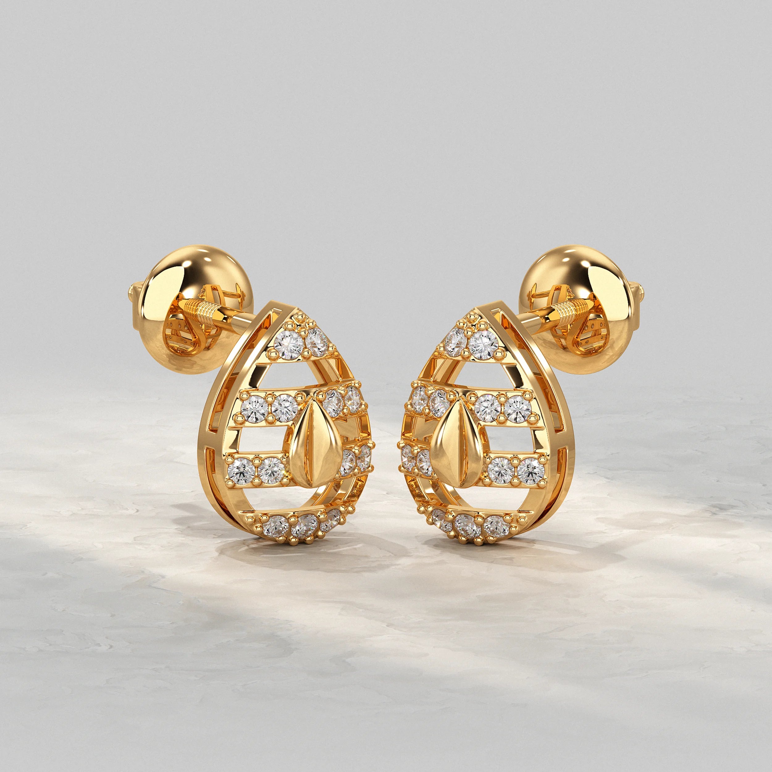 Teardrop Diamond Cluster Open Frame Stud Earrings Earrings
