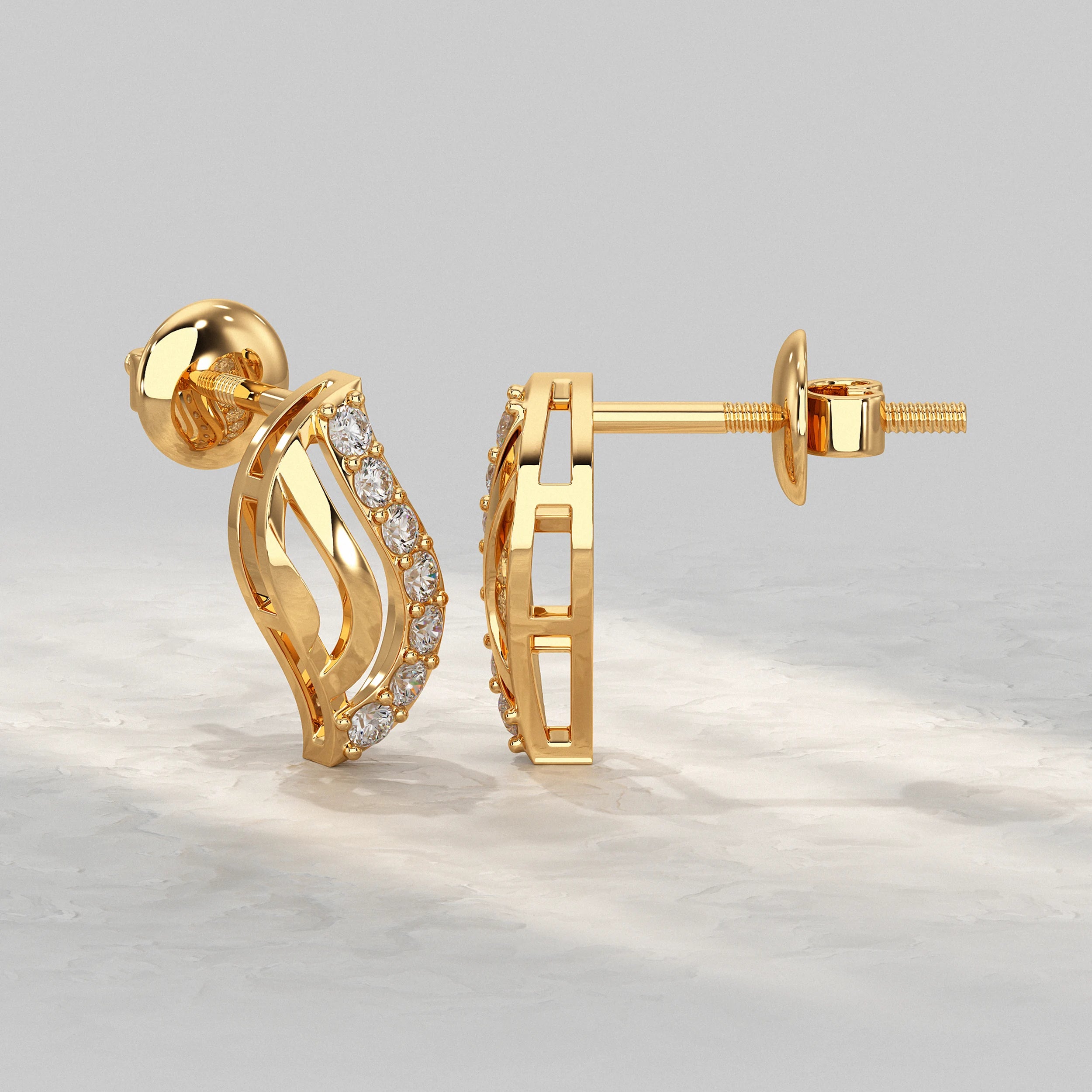 Wave Design Diamond Accent Stud Earrings Earrings