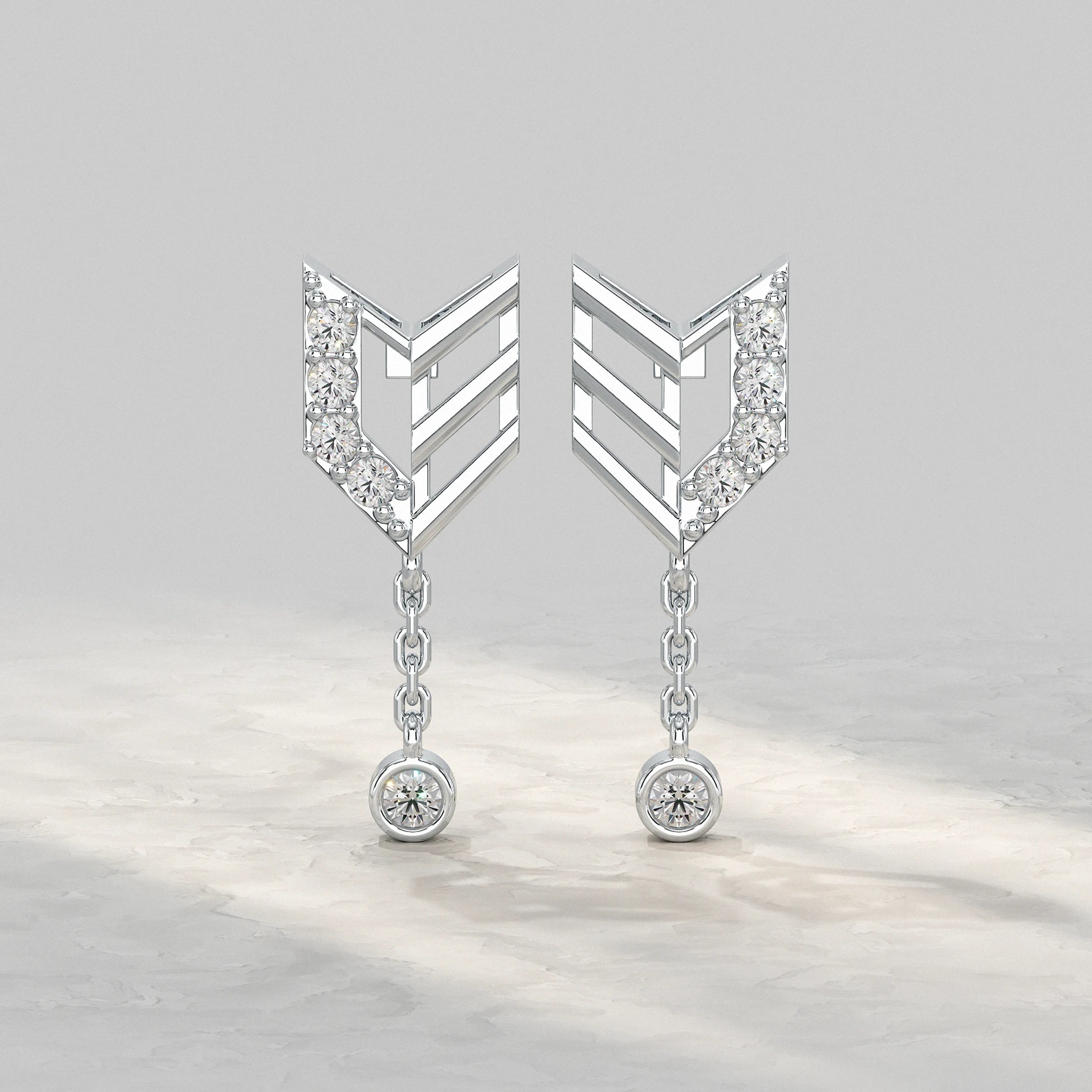 Geometric Diamond Chain Drop Earrings Earrings