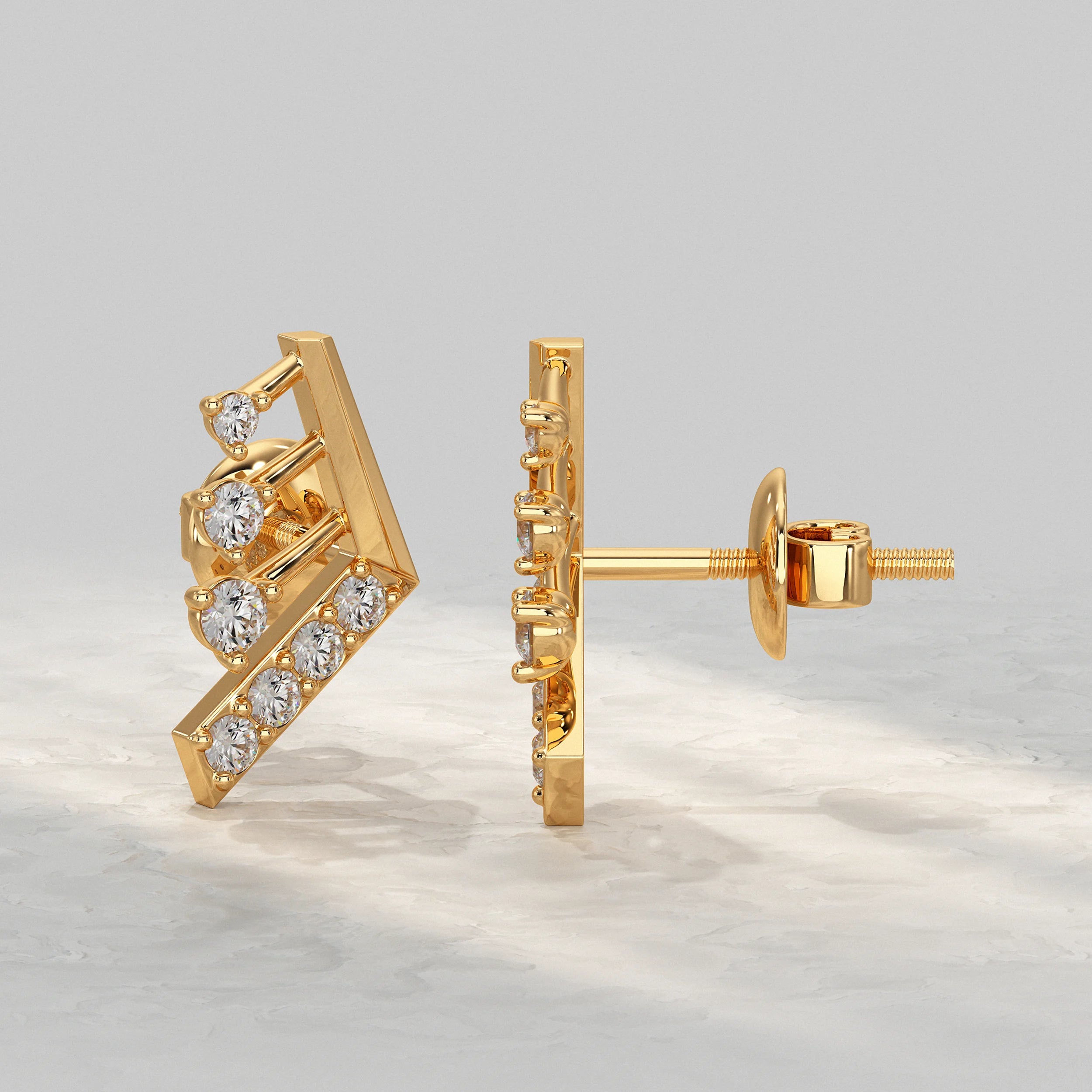 Modern Angled Diamond Bar Design Stud Earrings Earrings