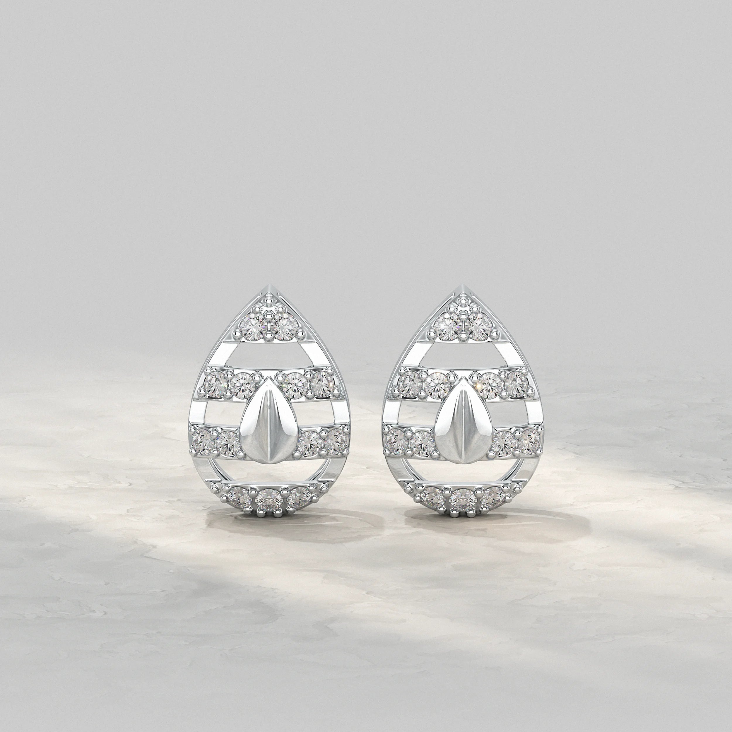 Teardrop Diamond Cluster Open Frame Stud Earrings Earrings