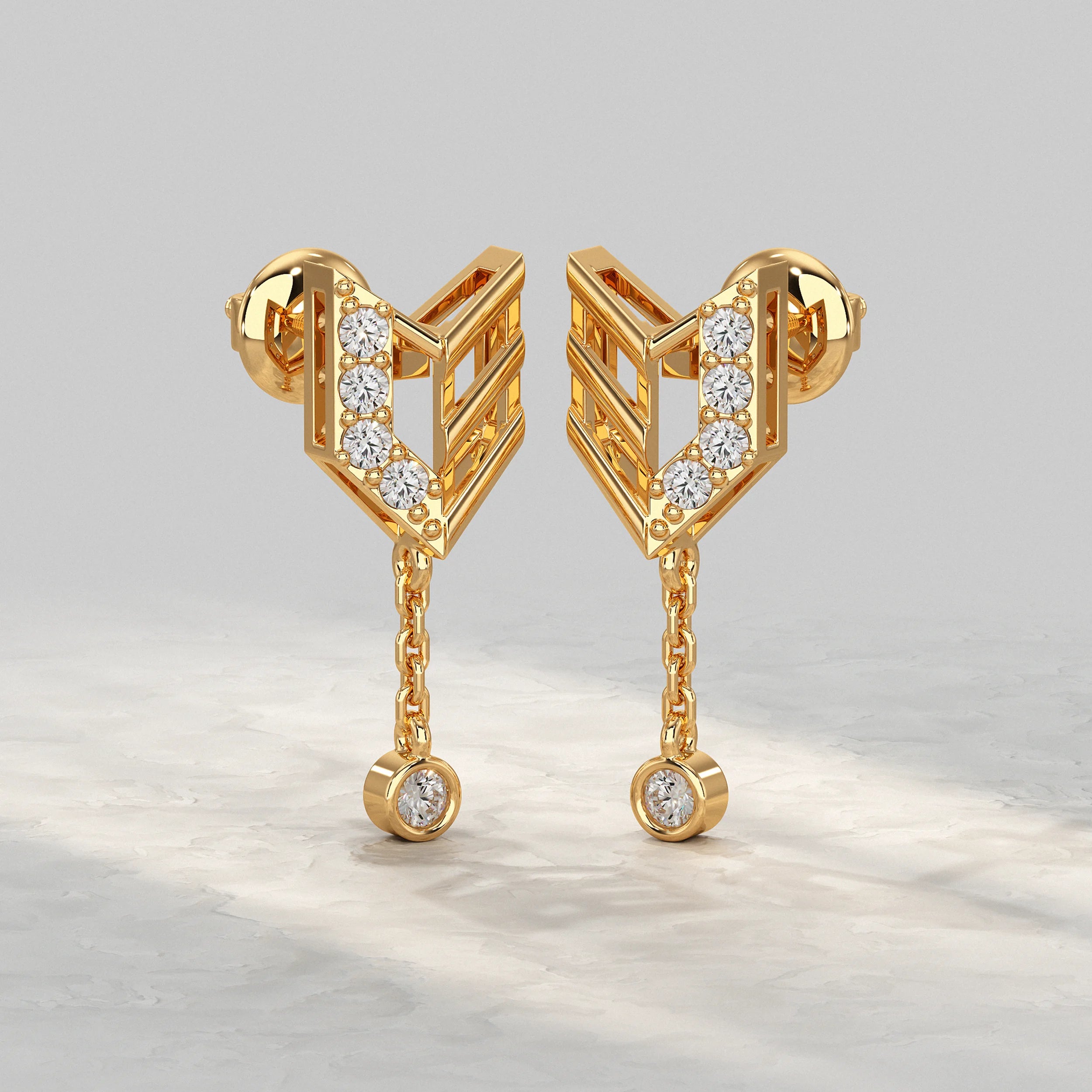 Geometric Diamond Chain Drop Earrings Earrings