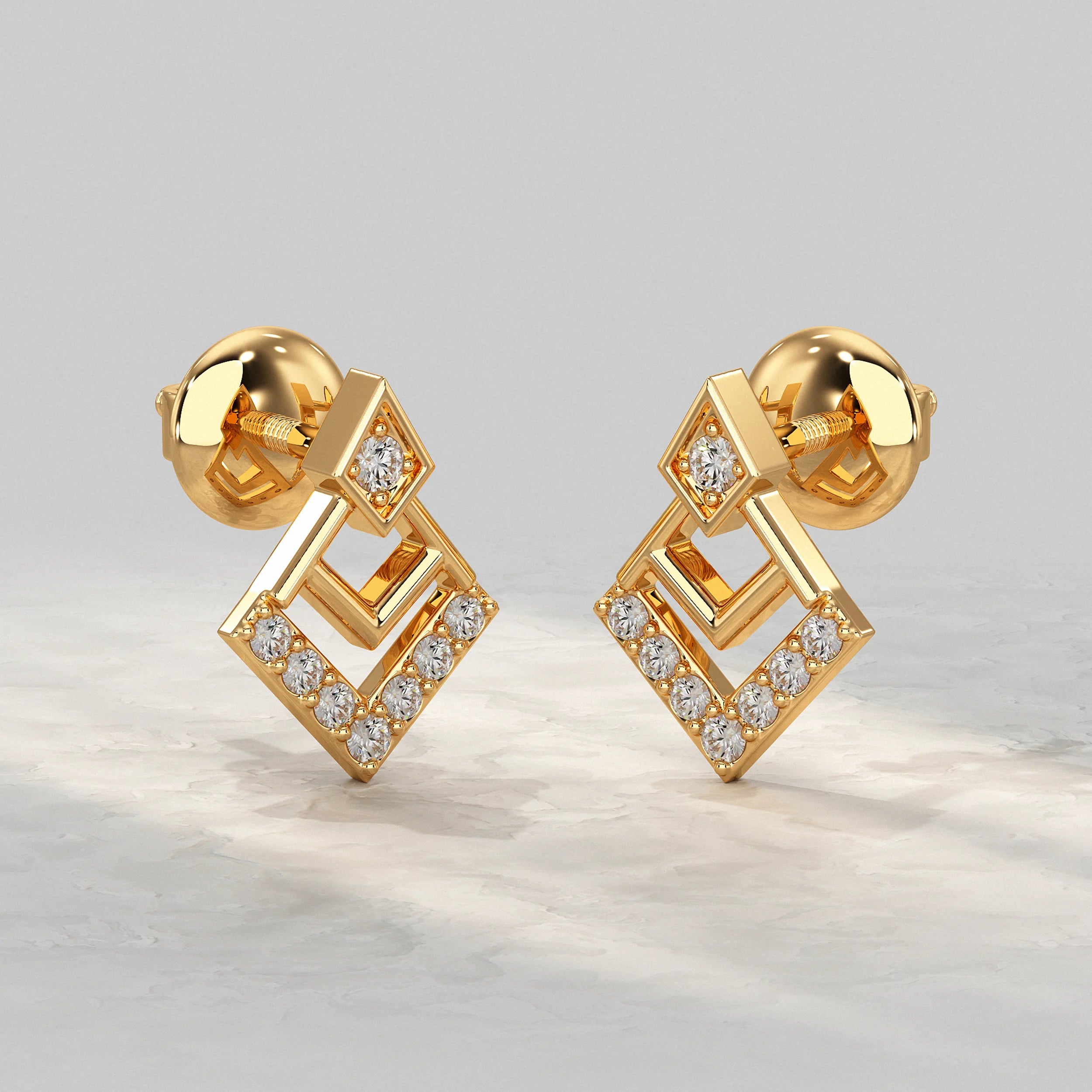 Chevron Square Lab Diamond Stud Earrings Earrings