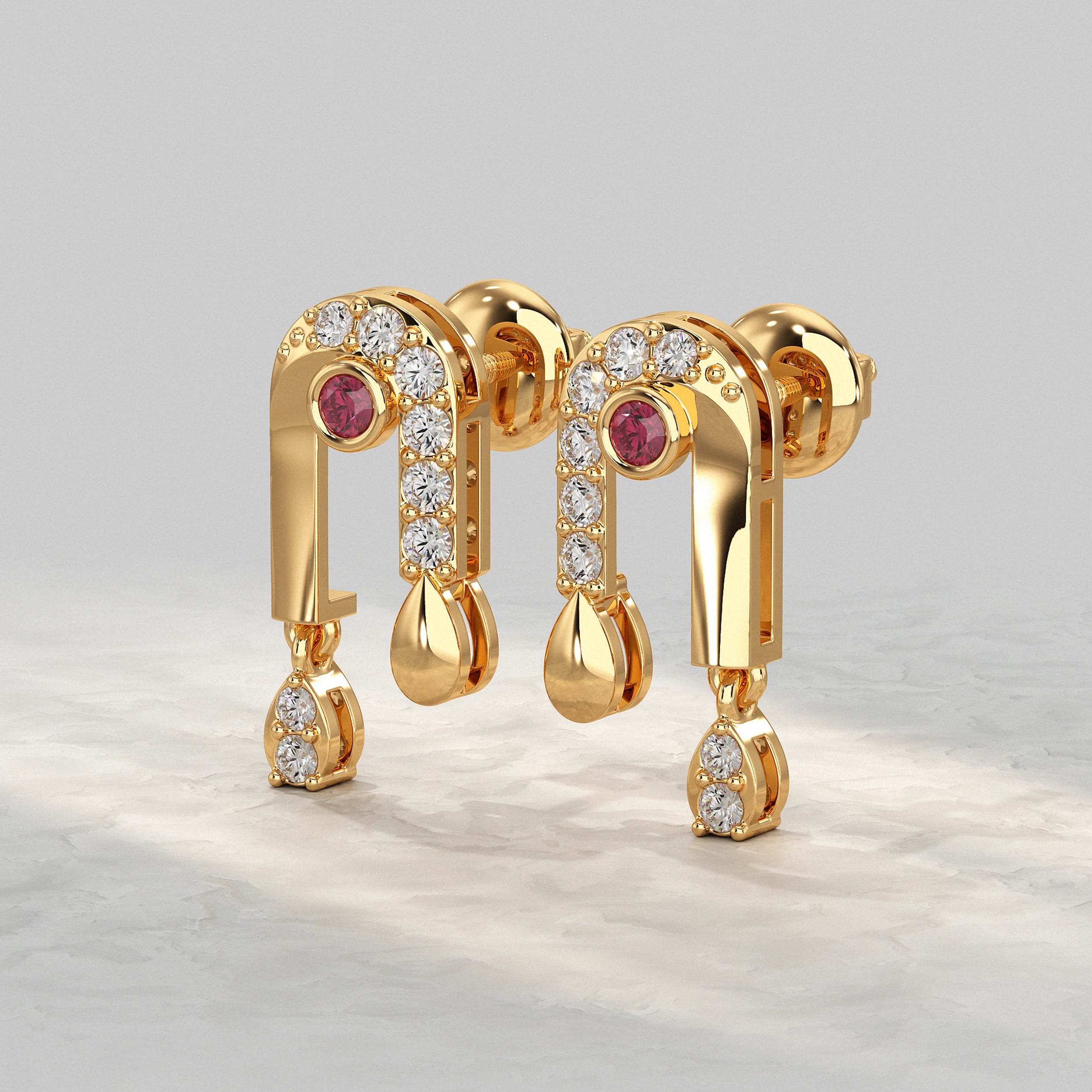 Ruby And Diamond Drop Accent Stud Earrings Earrings