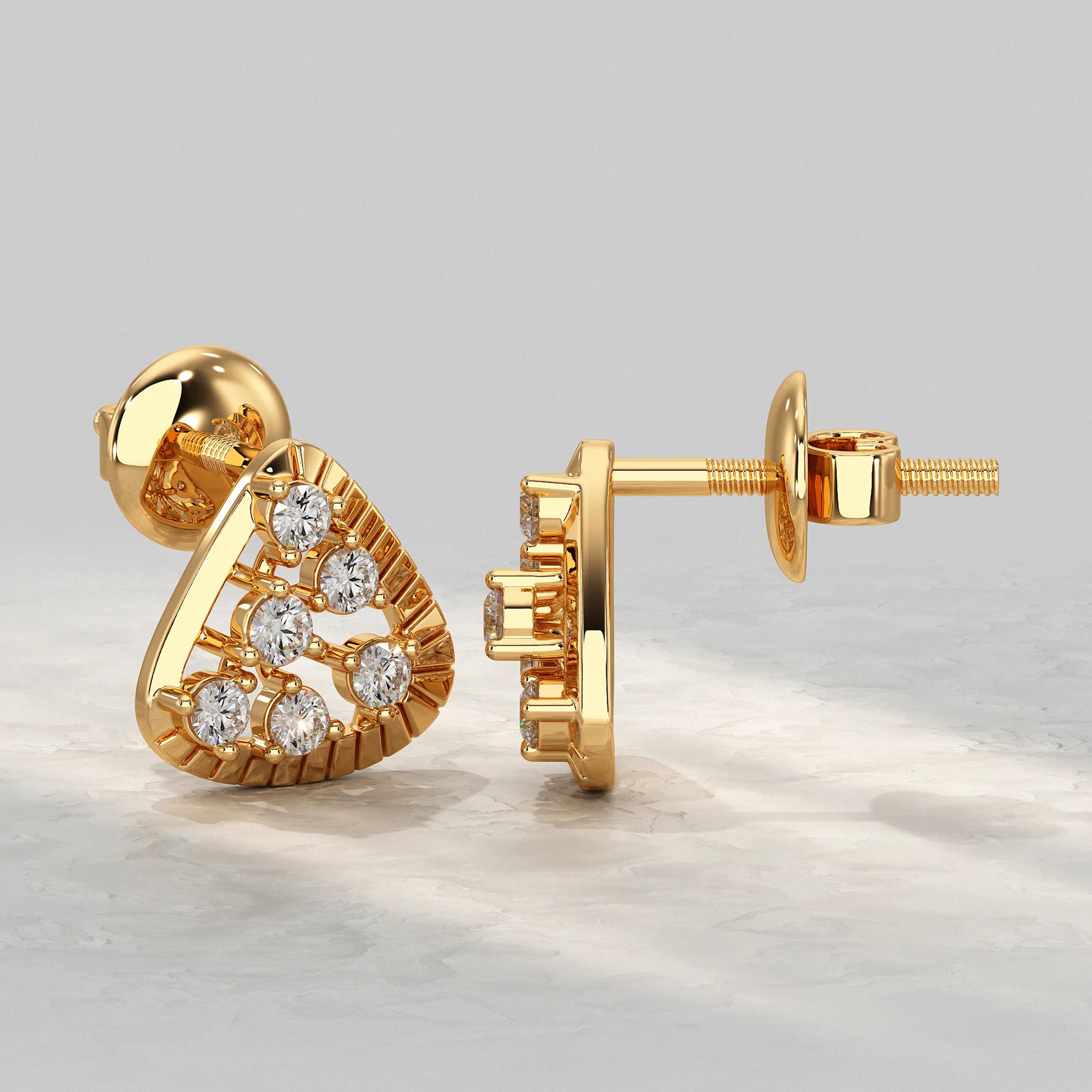Round Lab Diamond Triangular Stud Earrings Earrings