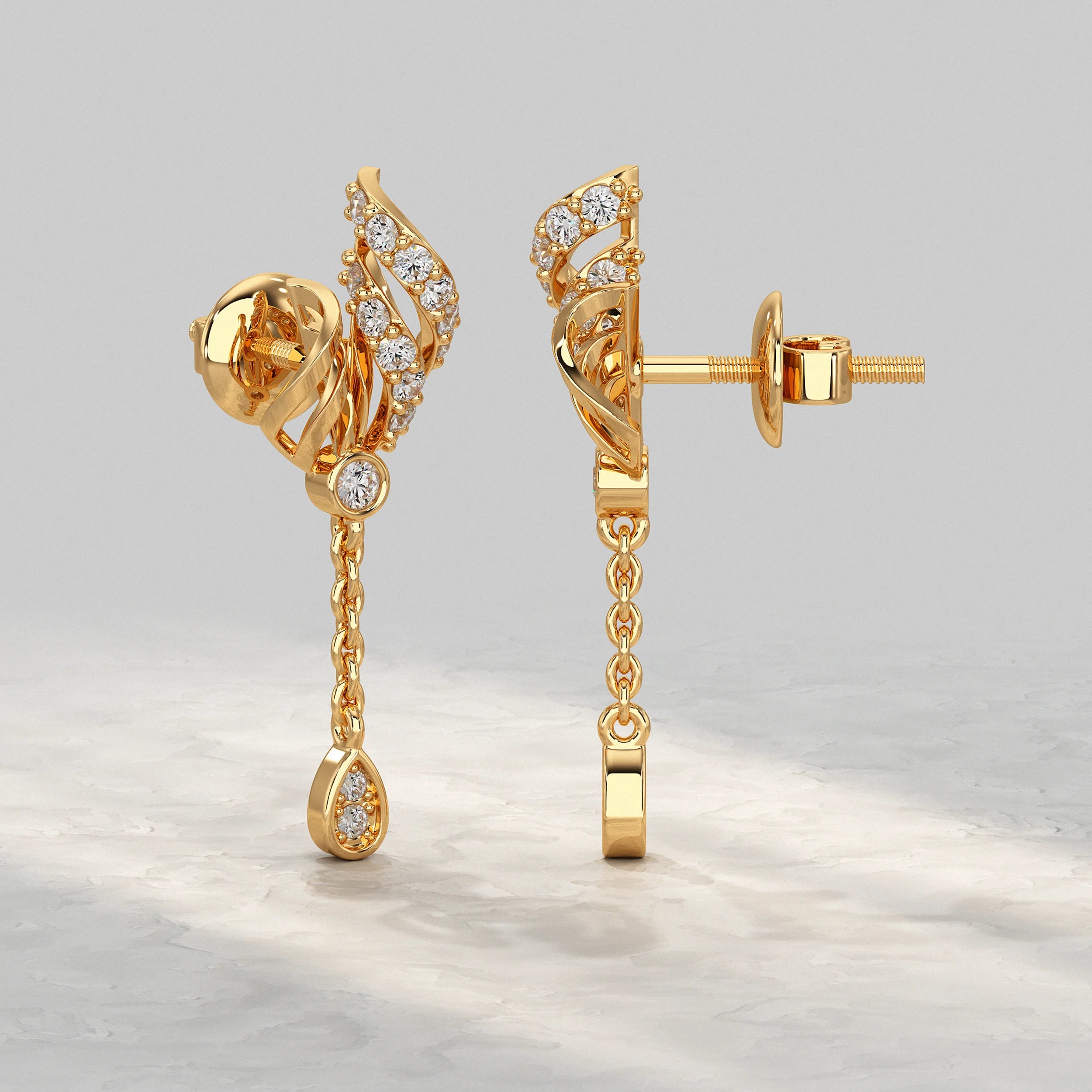 Twisted Lab Diamond Chain Drop Earrings Earrings