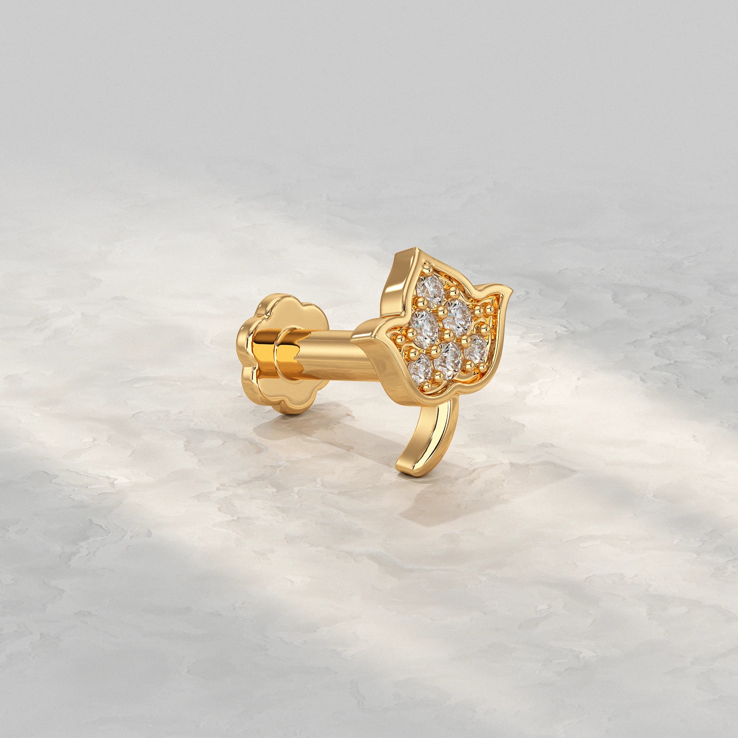 Lotus Shape Diamond Nose Pin Nose Pin