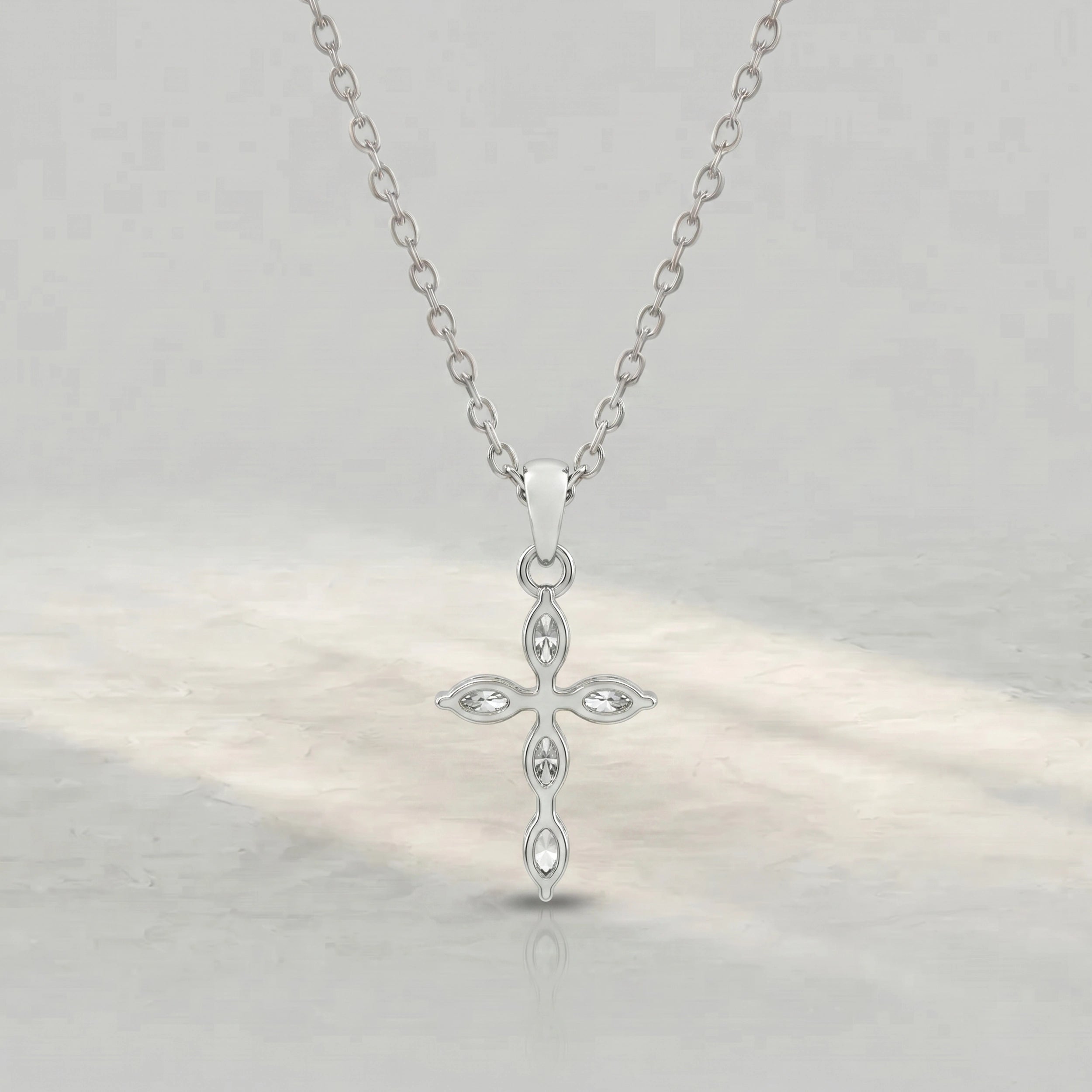 Marquise Lab Diamond Cross Pendant Pendant