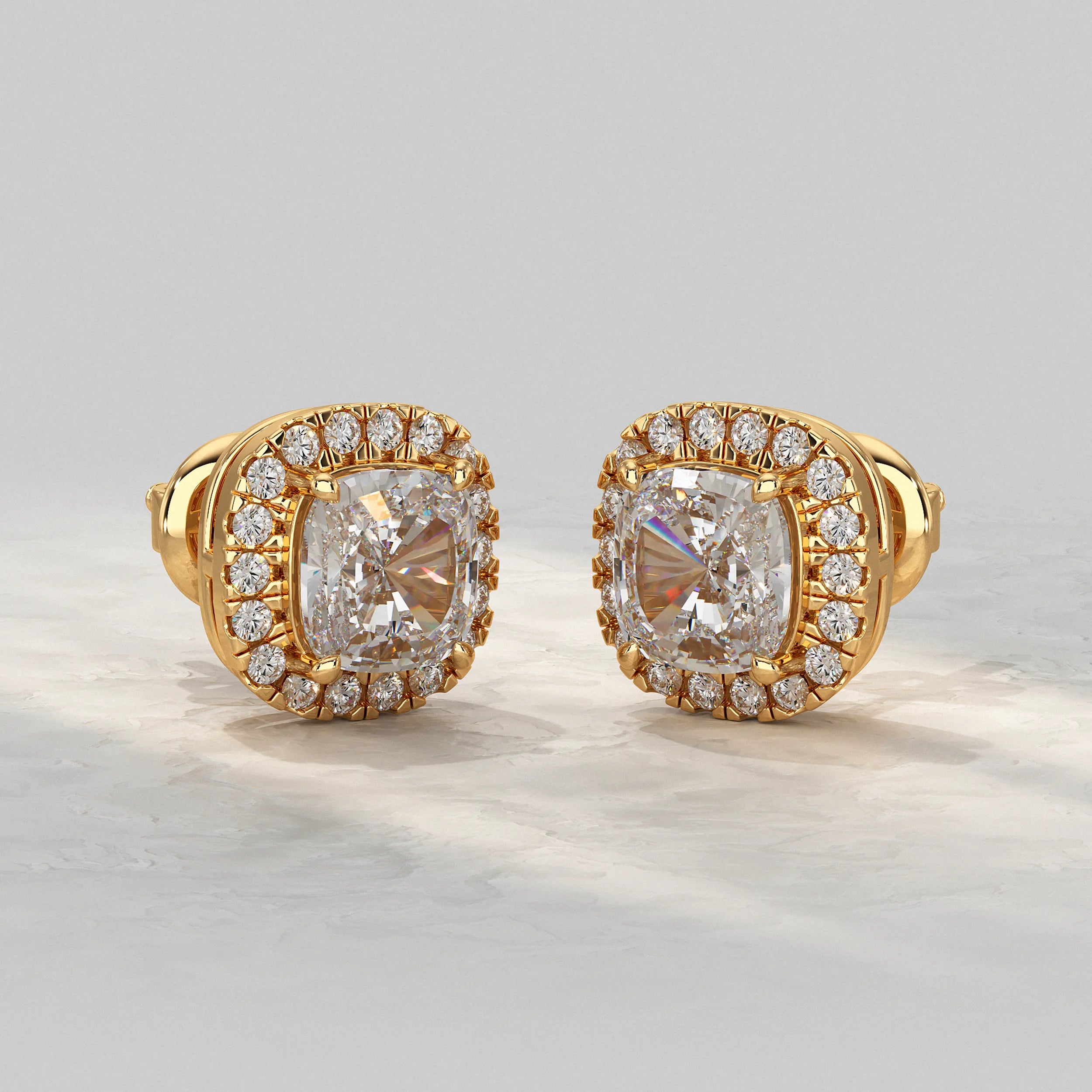 Cushion Lab Diamond Halo Stud Earrings Earrings
