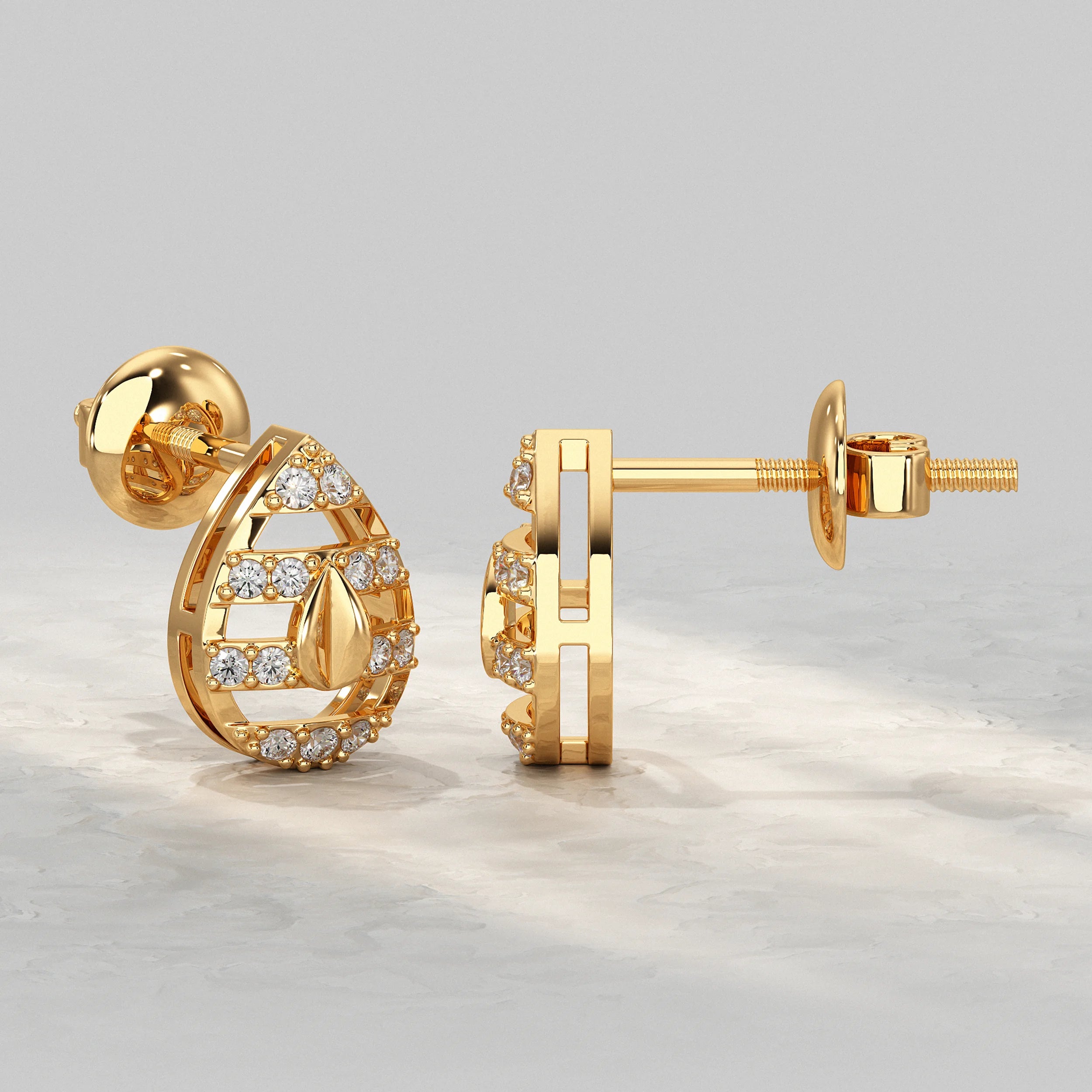 Teardrop Diamond Cluster Open Frame Stud Earrings Earrings