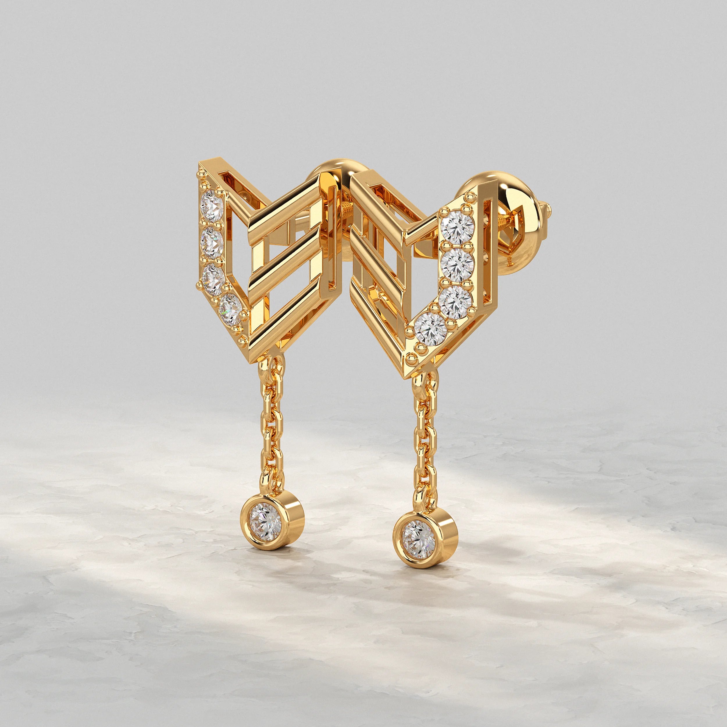 Geometric Diamond Chain Drop Earrings Earrings